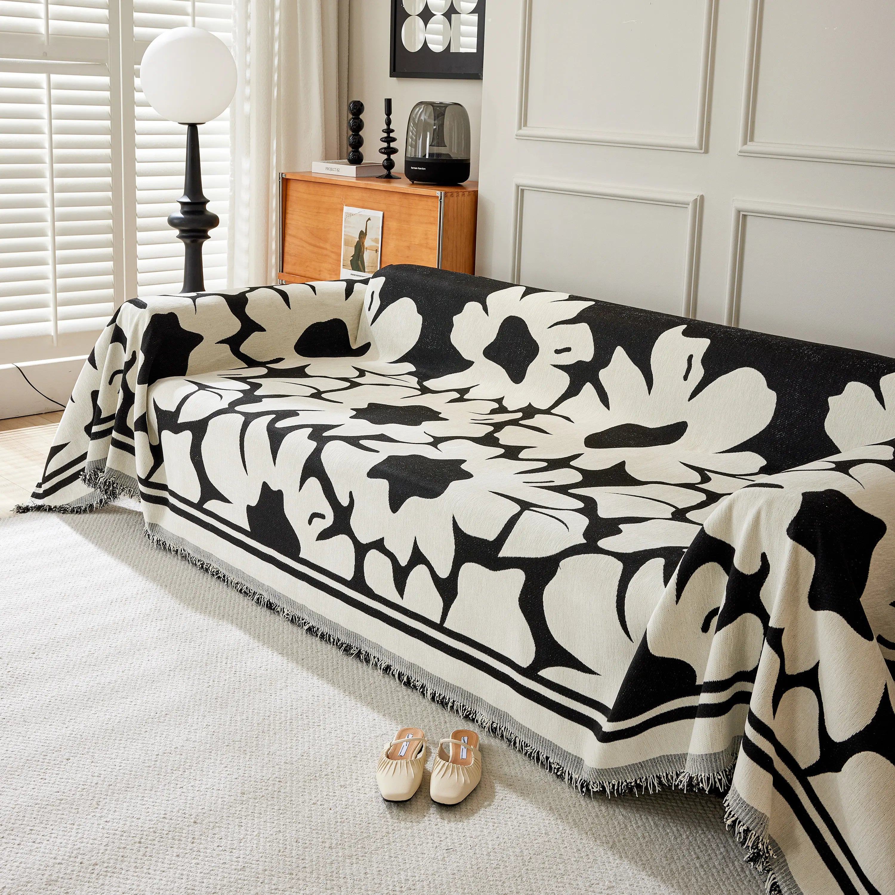 Chenille Floral Soft Thick Reversible Blanket Covers For Couch, Couch Protector Blanket Cover Sofa