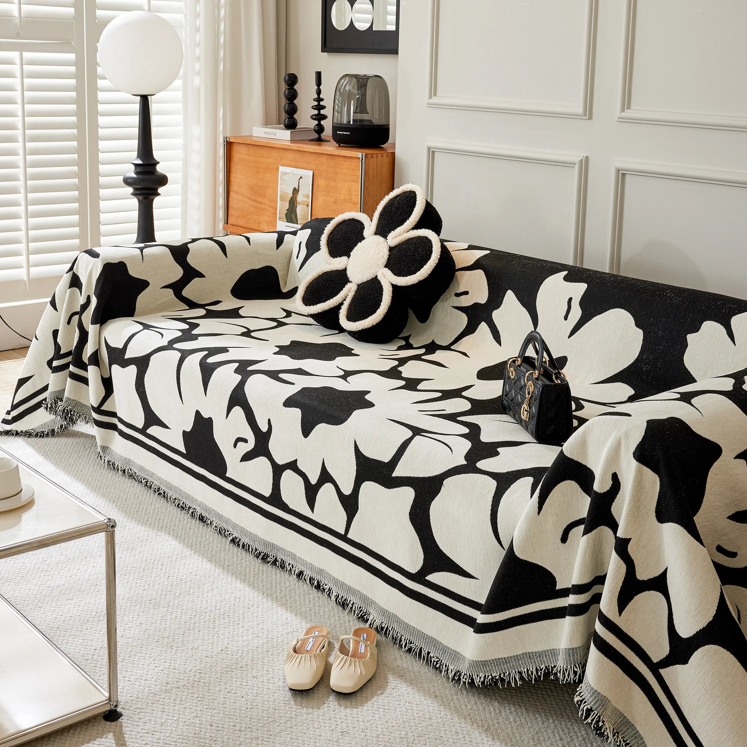 Chenille Floral Soft Thick Reversible Blanket Covers For Couch, Couch Protector Blanket Cover Sofa