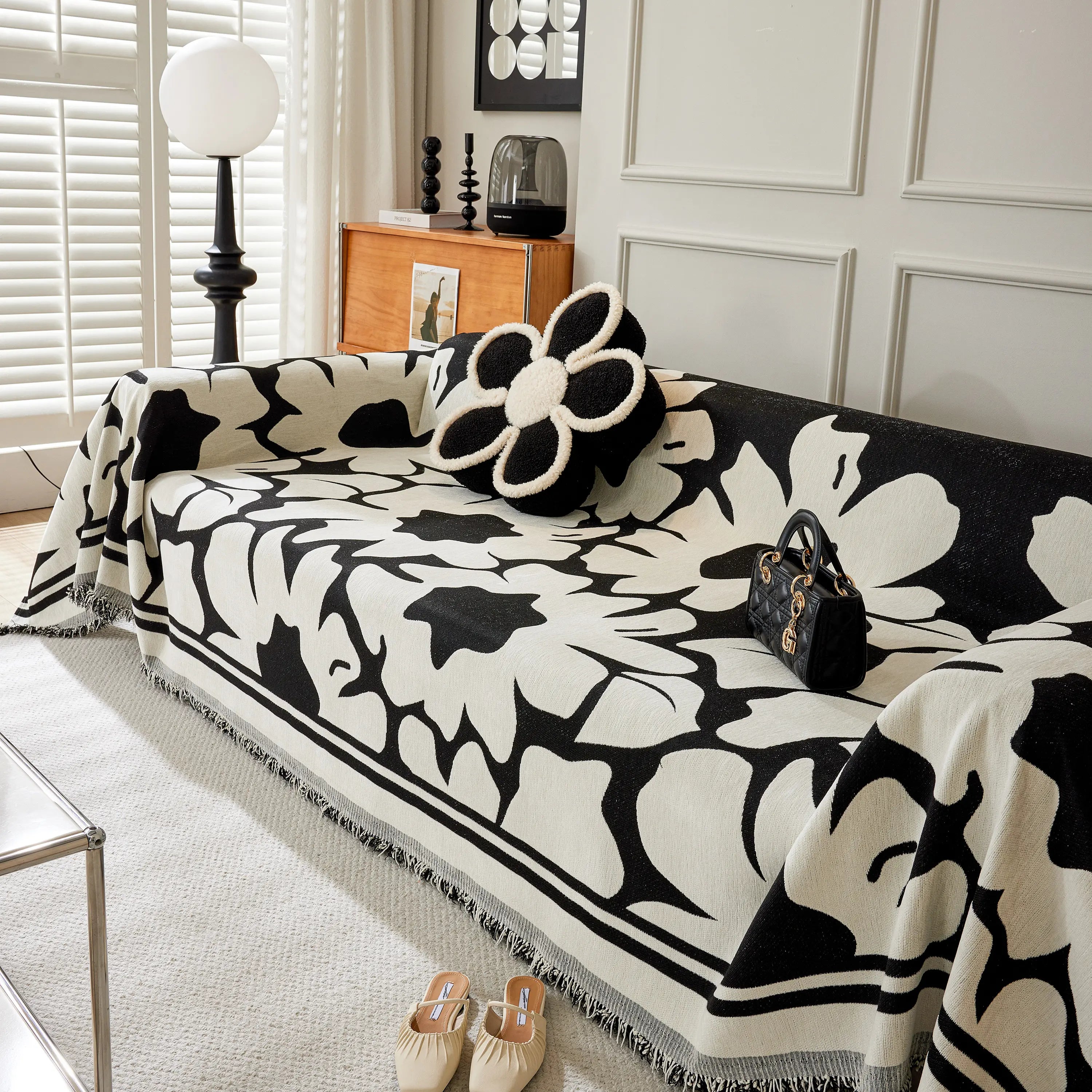 Chenille Floral Soft Thick Reversible Blanket Covers For Couch, Couch Protector Blanket Cover Sofa