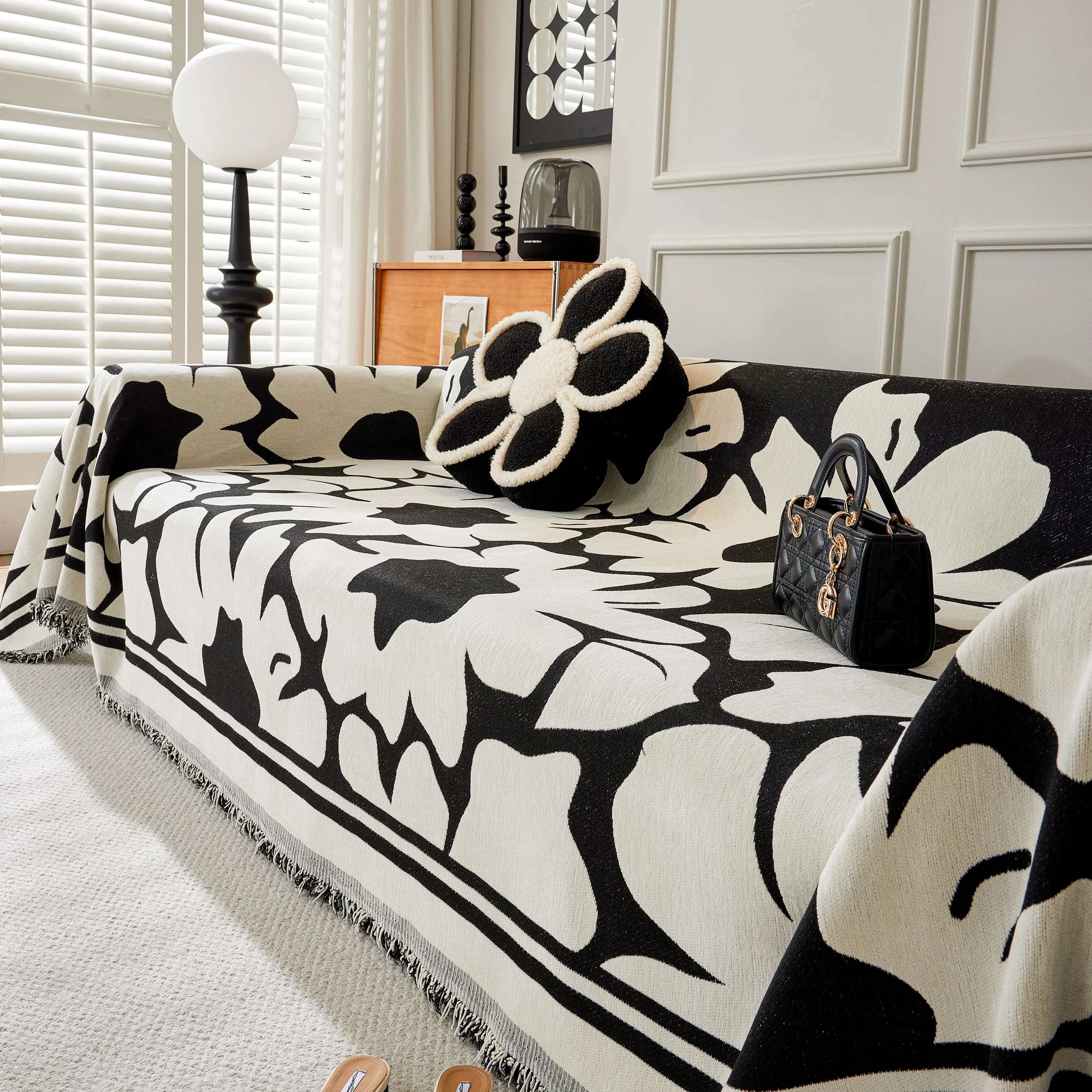 Chenille Floral Soft Thick Reversible Blanket Covers For Couch, Couch Protector Blanket Cover Sofa