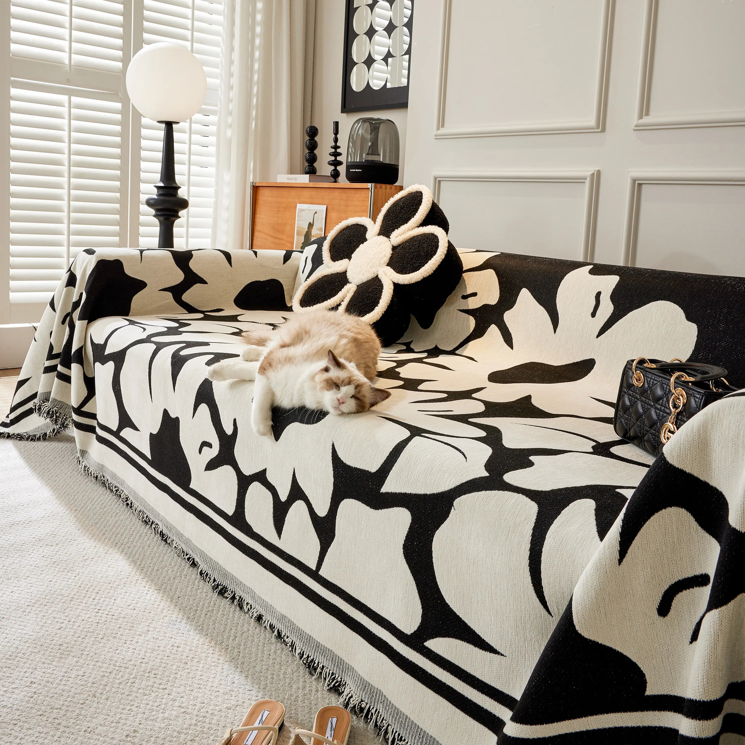Chenille Floral Soft Thick Reversible Blanket Covers For Couch, Couch Protector Blanket Cover Sofa