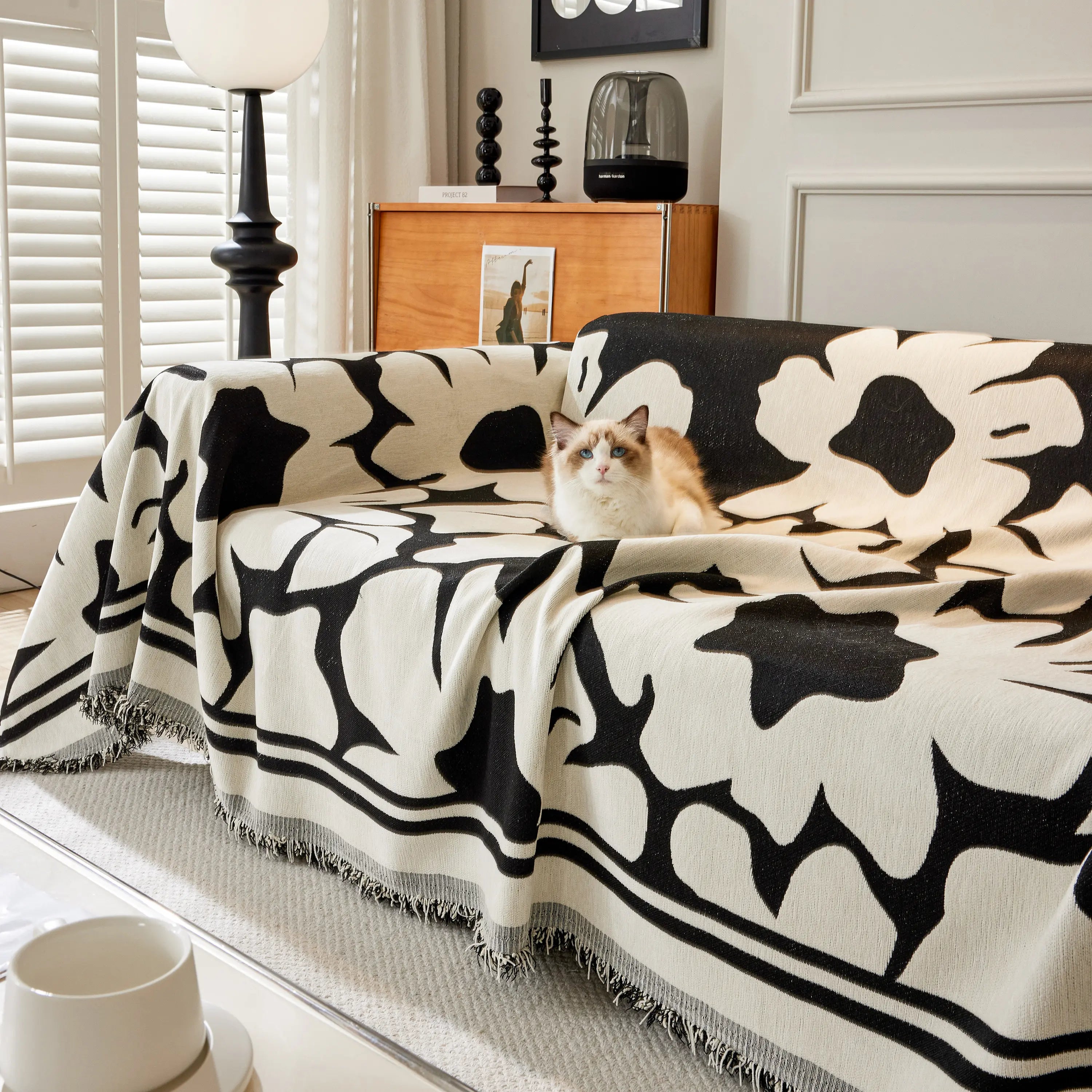 Chenille Floral Soft Thick Reversible Blanket Covers For Couch, Couch Protector Blanket Cover Sofa