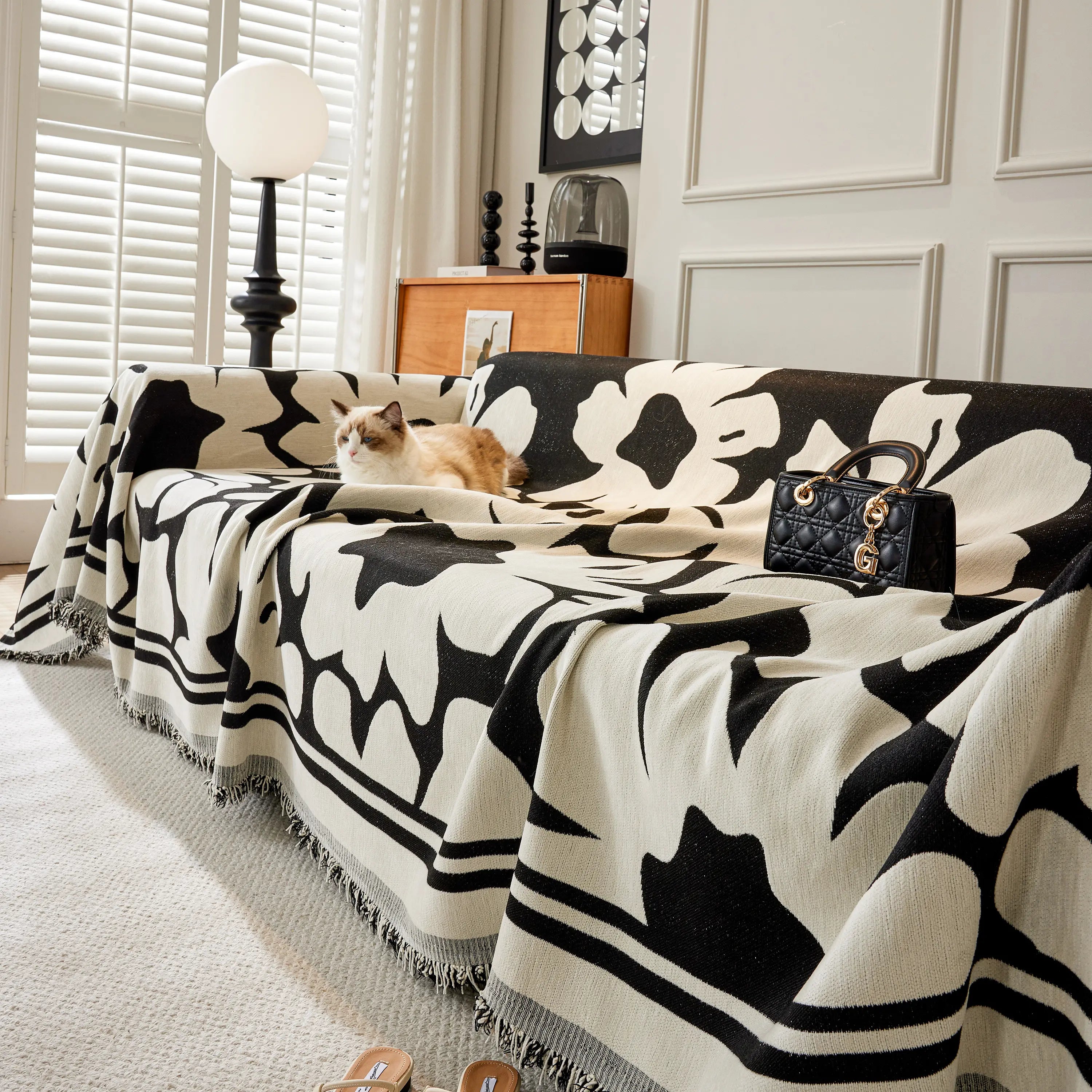 Chenille Floral Soft Thick Reversible Blanket Covers For Couch, Couch Protector Blanket Cover Sofa