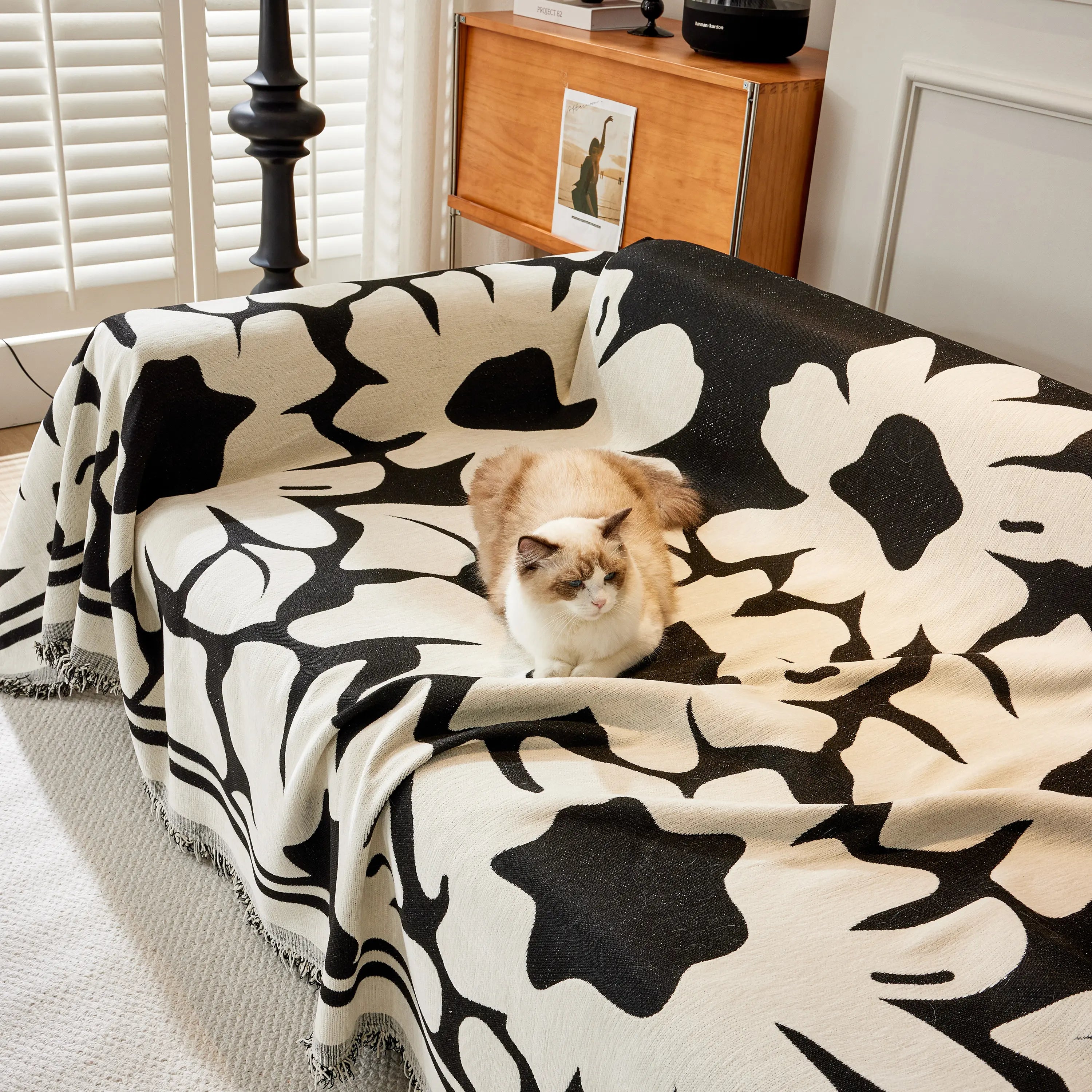 Chenille Floral Soft Thick Reversible Blanket Covers For Couch, Couch Protector Blanket Cover Sofa