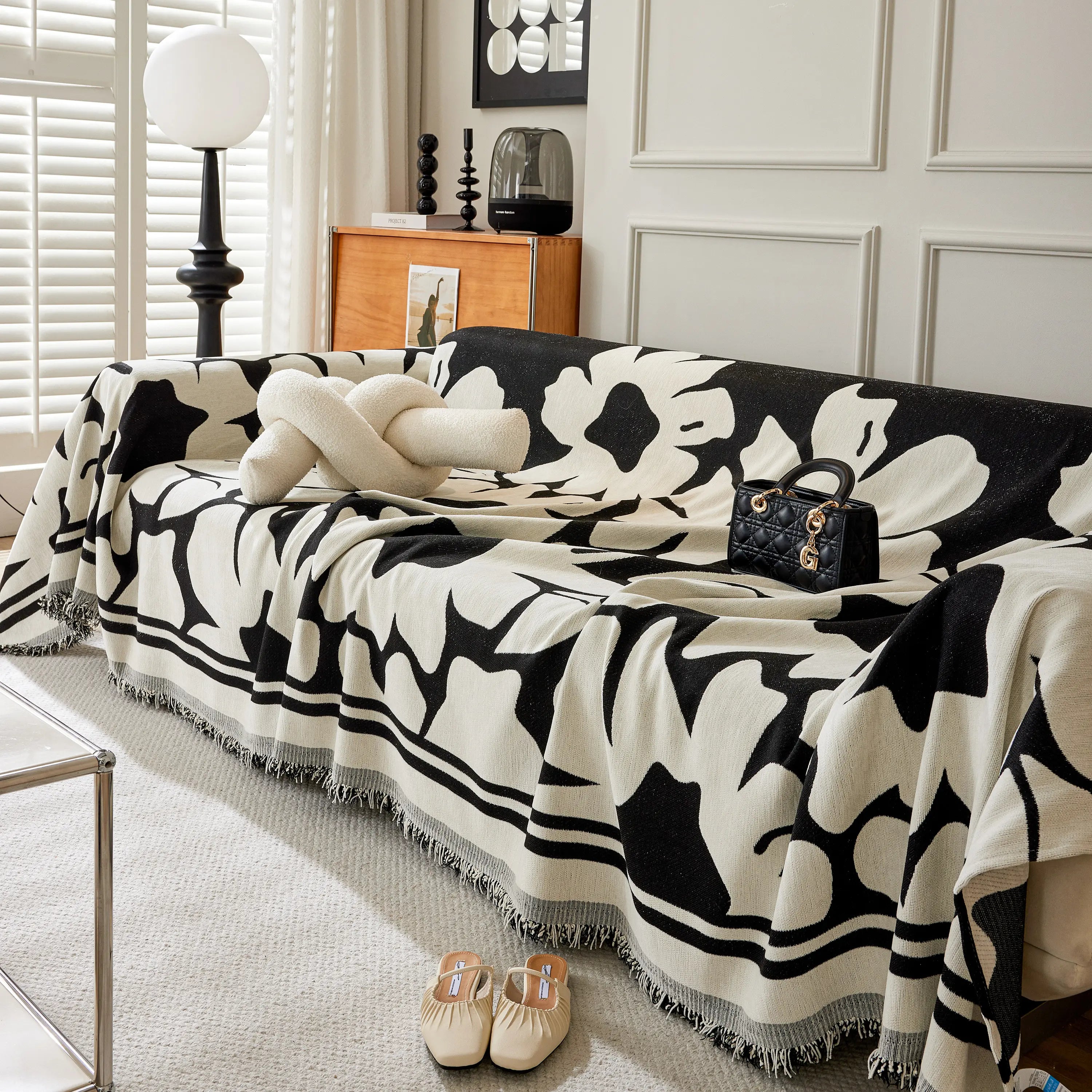 Chenille Floral Soft Thick Reversible Blanket Covers For Couch, Couch Protector Blanket Cover Sofa
