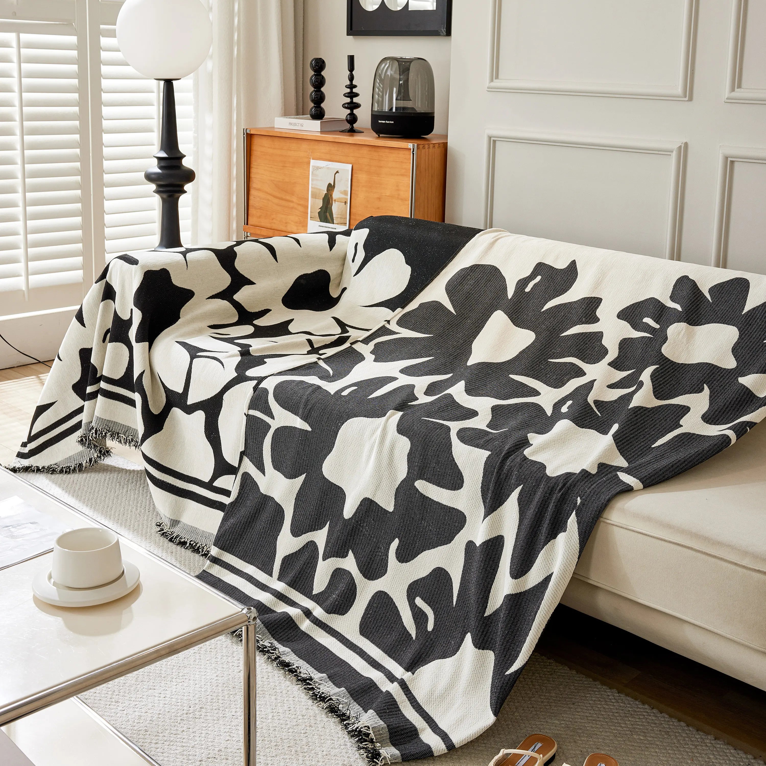Chenille Floral Soft Thick Reversible Blanket Covers For Couch, Couch Protector Blanket Cover Sofa