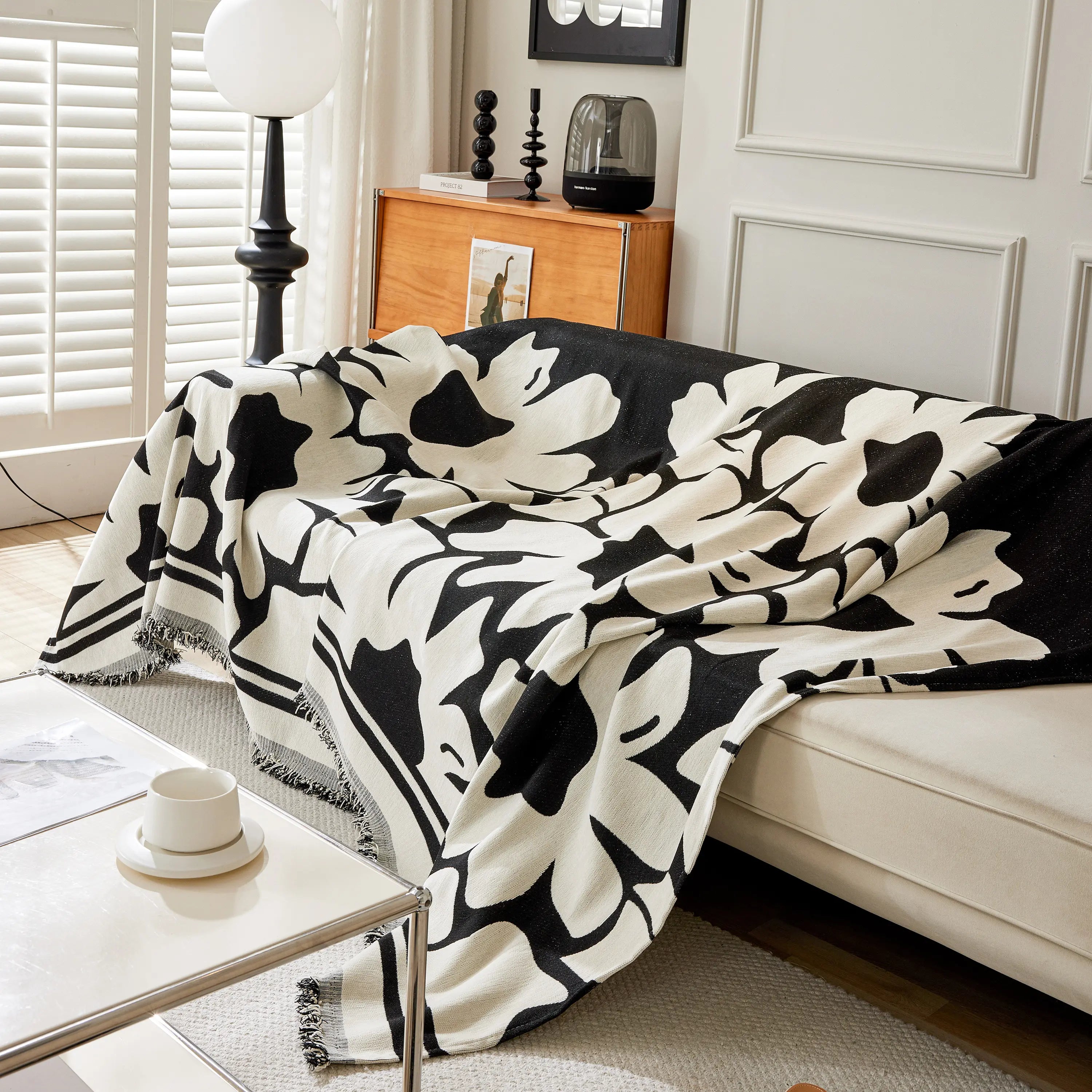 Chenille Floral Soft Thick Reversible Blanket Covers For Couch, Couch Protector Blanket Cover Sofa