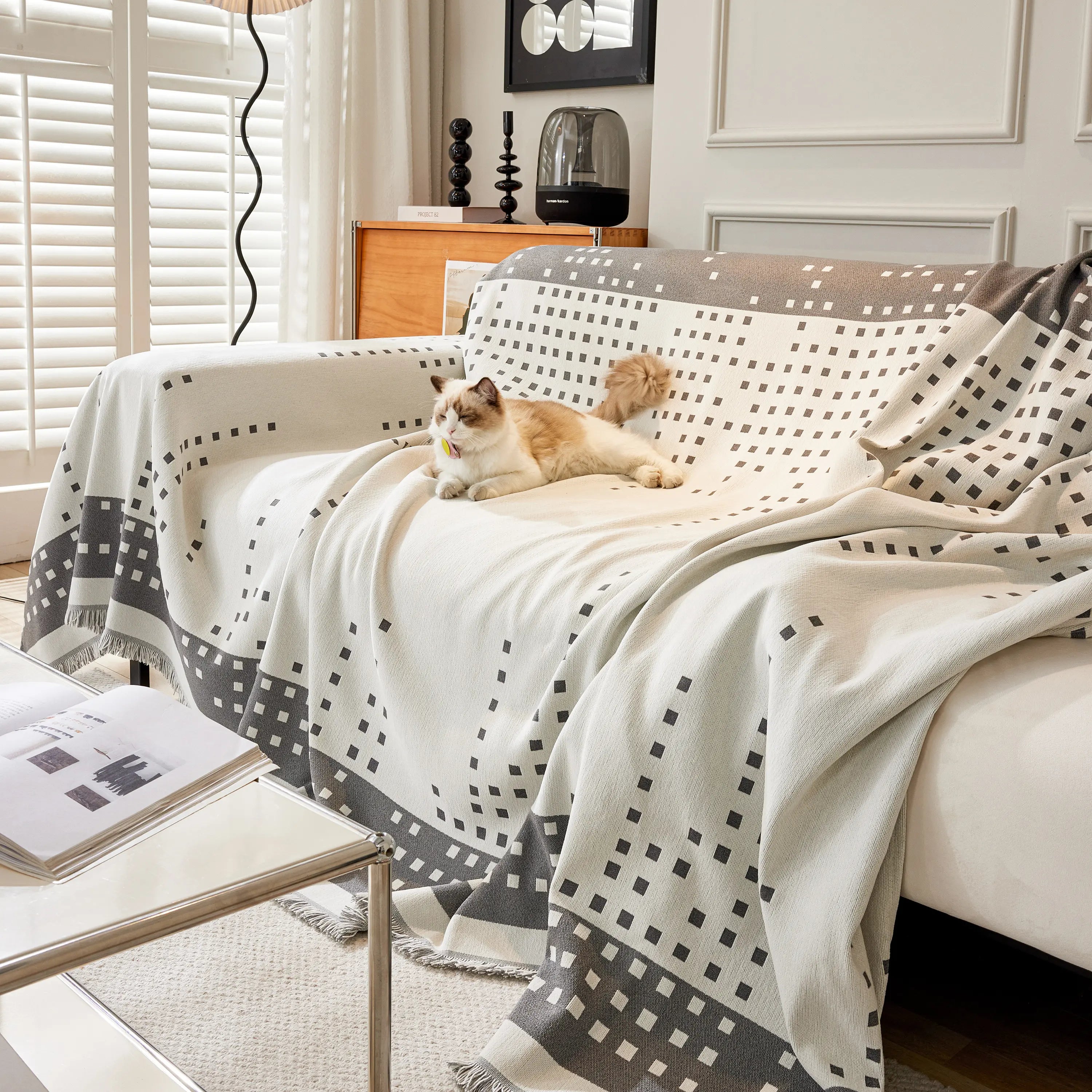 Reversible Chenille Sofa Covers For Pets, Large Throw Blanket For Couch, Blanket On The Sofa