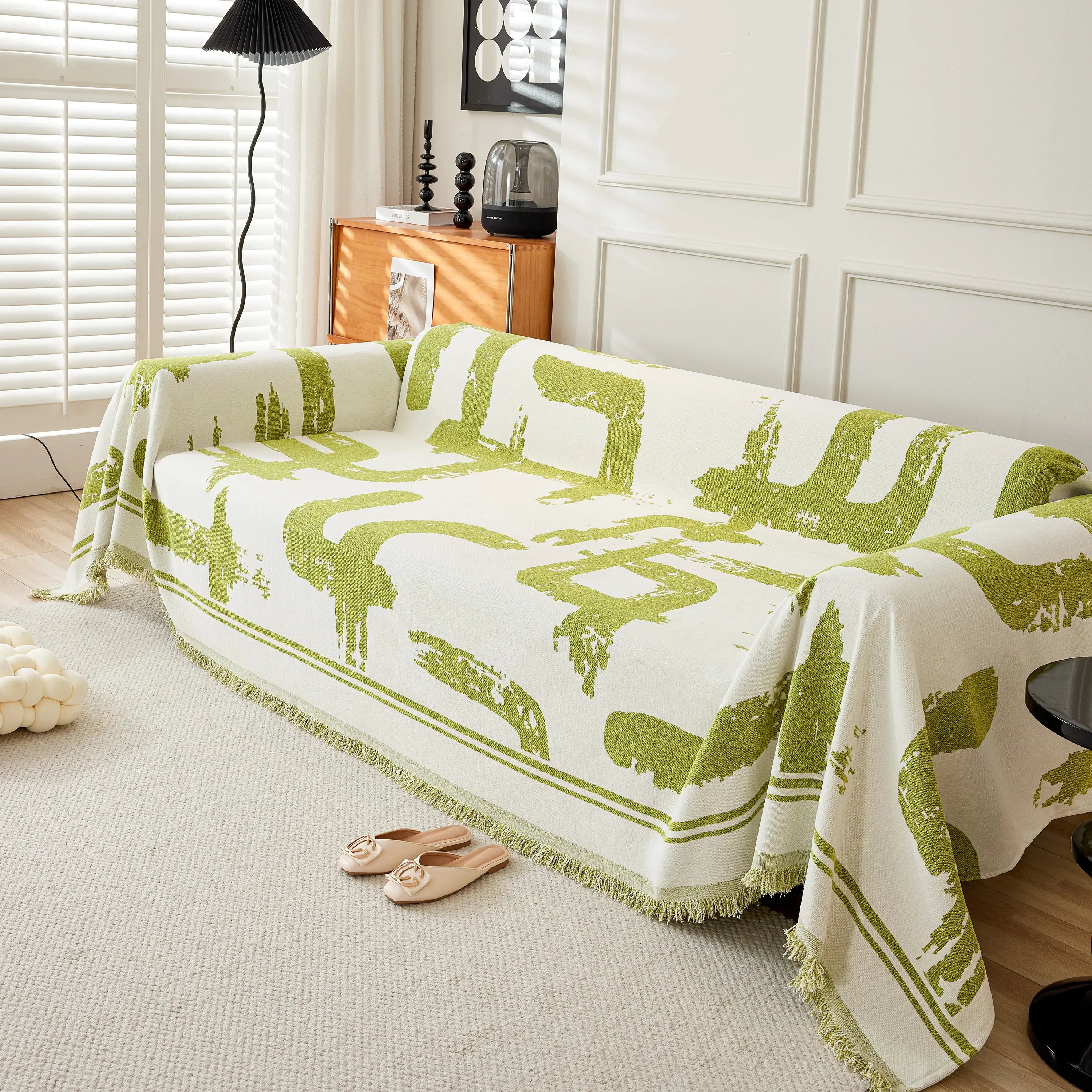 Chenille Abstract Soft Thick Reversible Oversized Couch Cover Blanket, Blanket On Sofa And The Couch