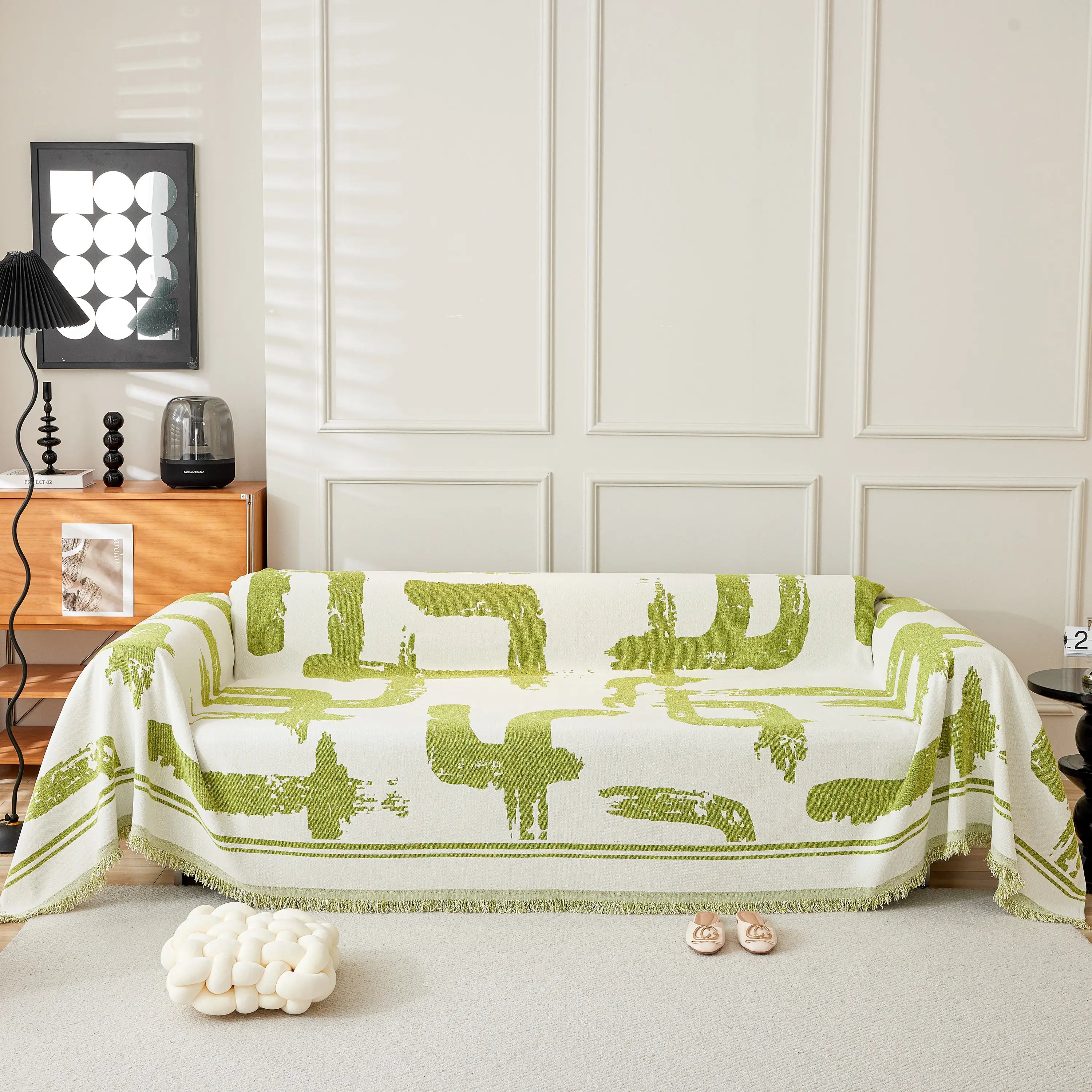 Chenille Abstract Soft Thick Reversible Oversized Couch Cover Blanket, Blanket On Sofa And The Couch