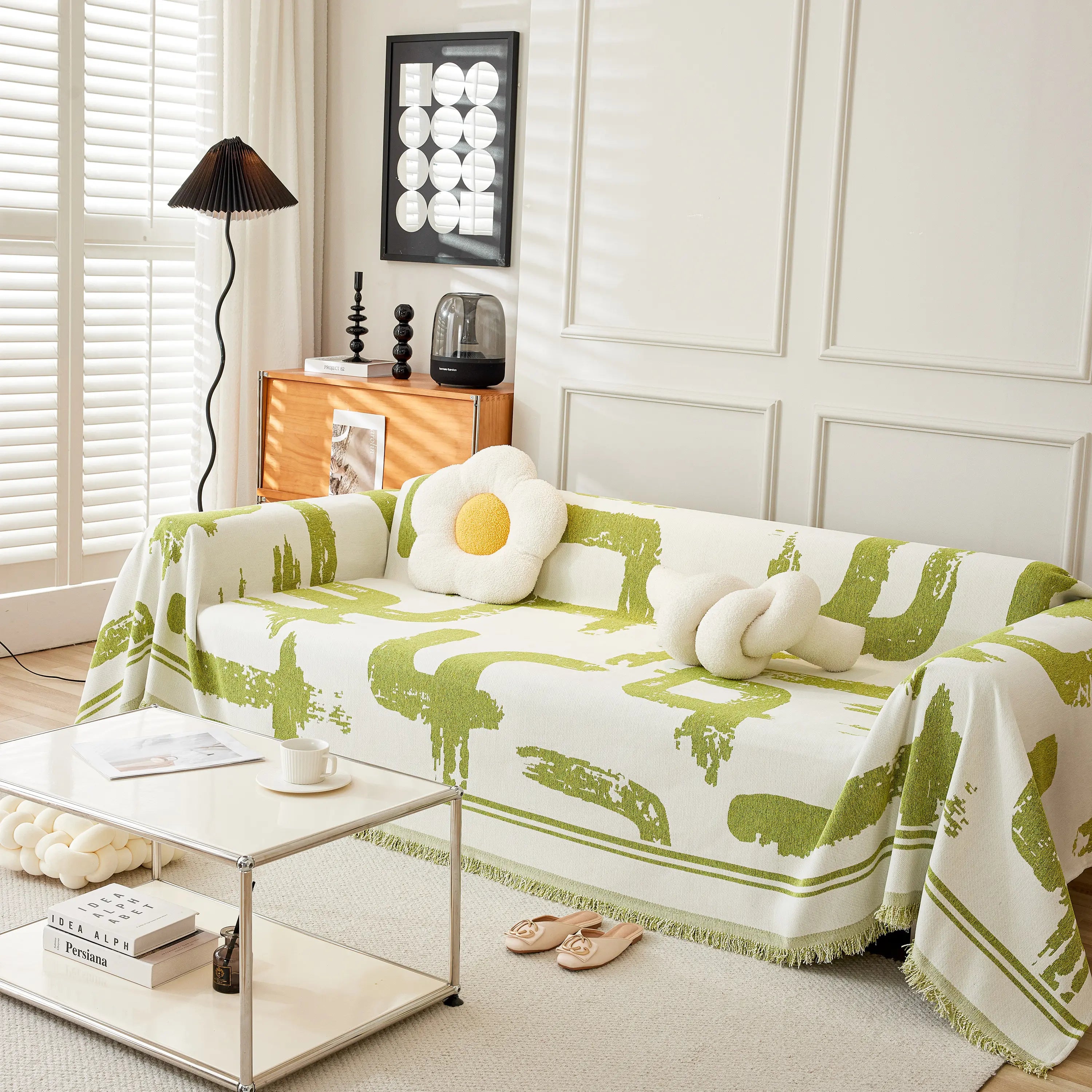 Chenille Abstract Soft Thick Reversible Oversized Couch Cover Blanket, Blanket On Sofa And The Couch