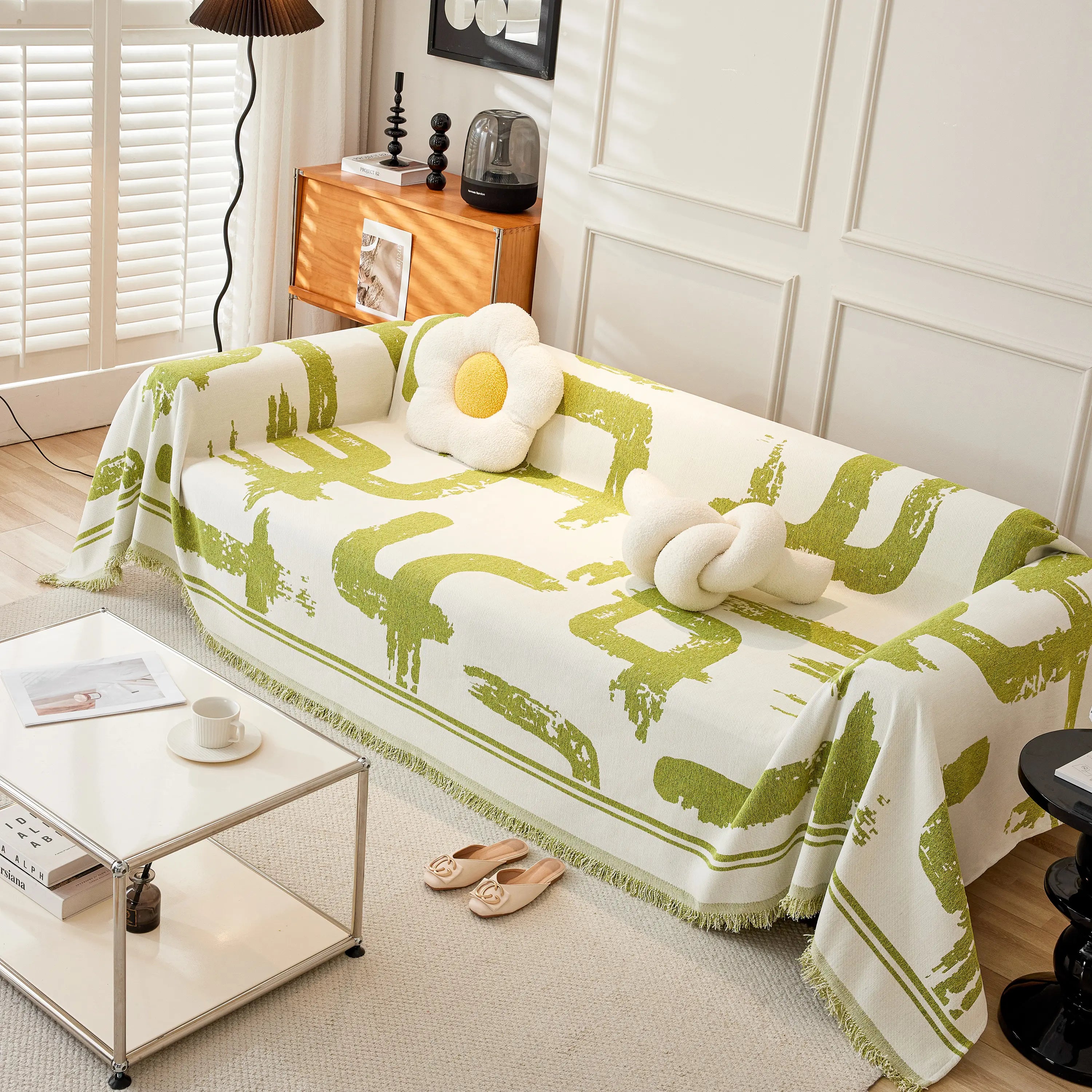 Chenille Abstract Soft Thick Reversible Oversized Couch Cover Blanket, Blanket On Sofa And The Couch