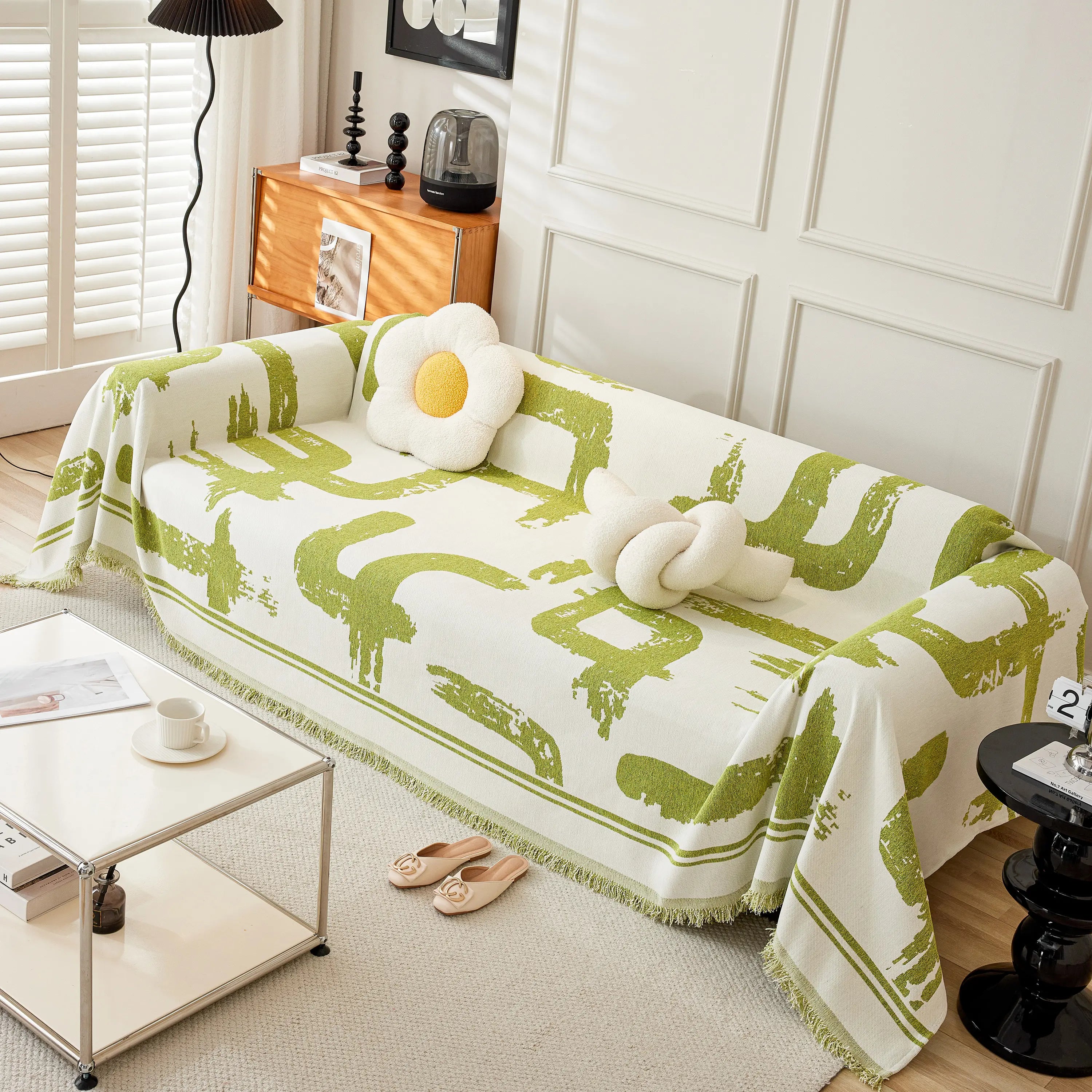 Chenille Abstract Soft Thick Reversible Oversized Couch Cover Blanket, Blanket On Sofa And The Couch