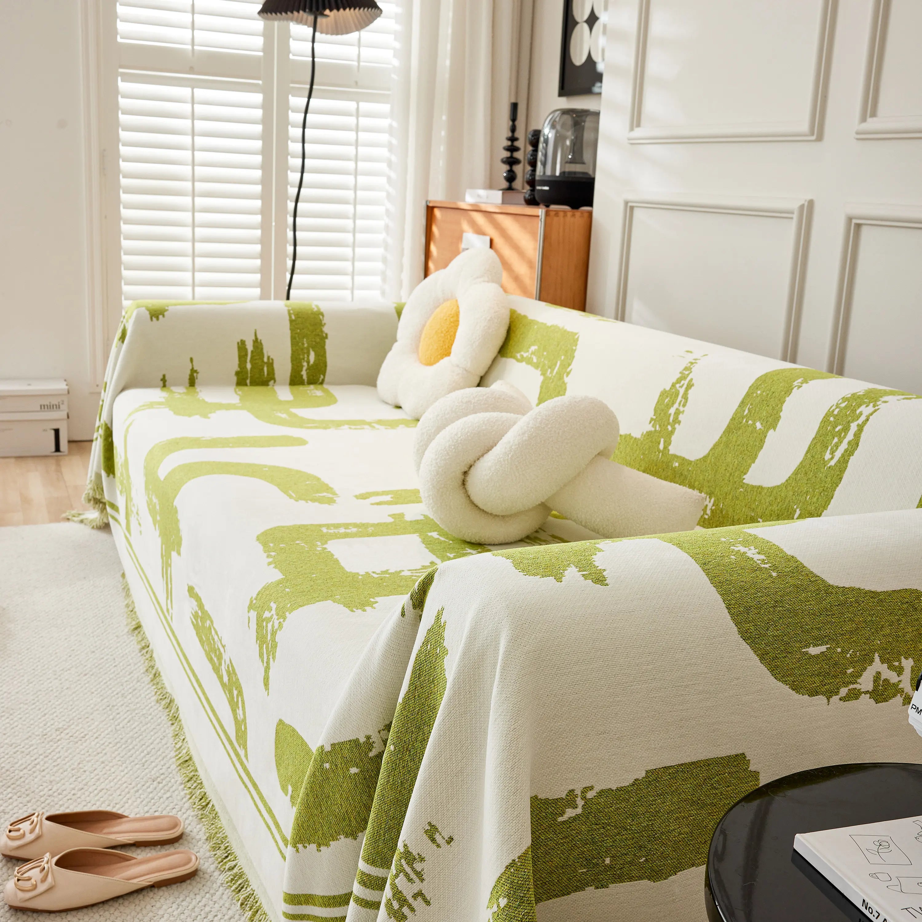 Chenille Abstract Soft Thick Reversible Oversized Couch Cover Blanket, Blanket On Sofa And The Couch