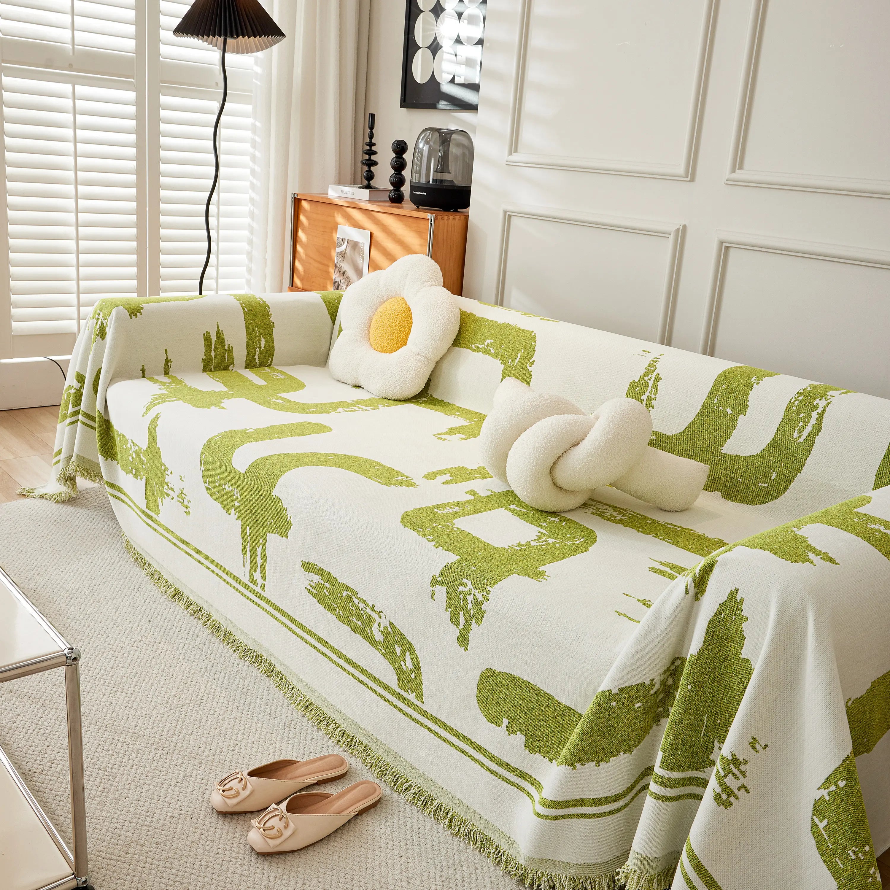 Chenille Abstract Soft Thick Reversible Oversized Couch Cover Blanket, Blanket On Sofa And The Couch
