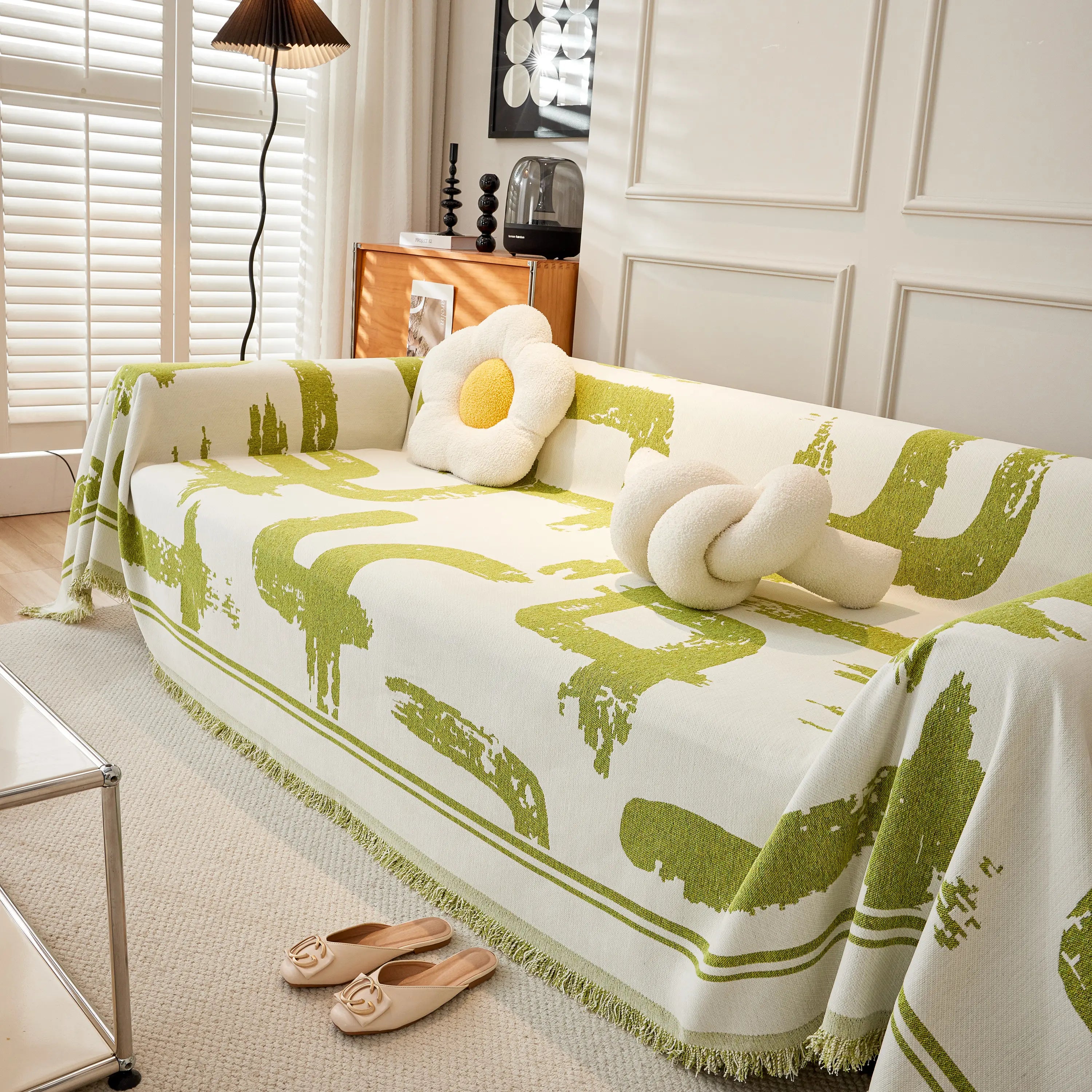 Chenille Abstract Soft Thick Reversible Oversized Couch Cover Blanket, Blanket On Sofa And The Couch