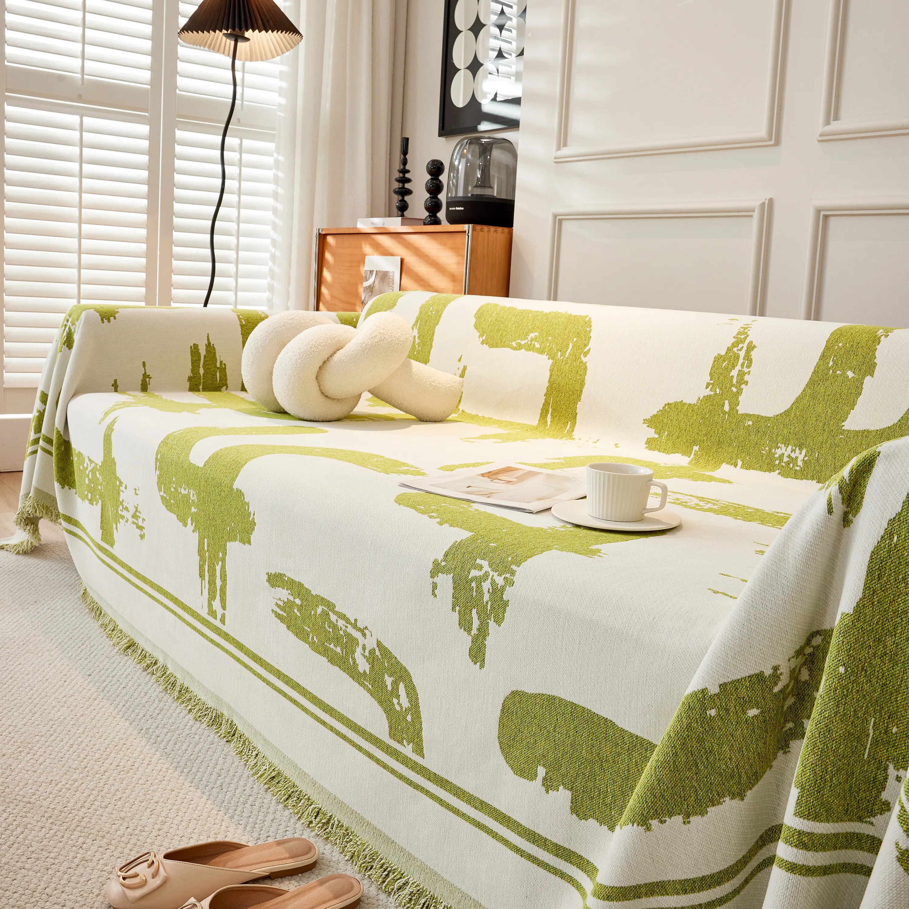Chenille Abstract Soft Thick Reversible Oversized Couch Cover Blanket, Blanket On Sofa And The Couch