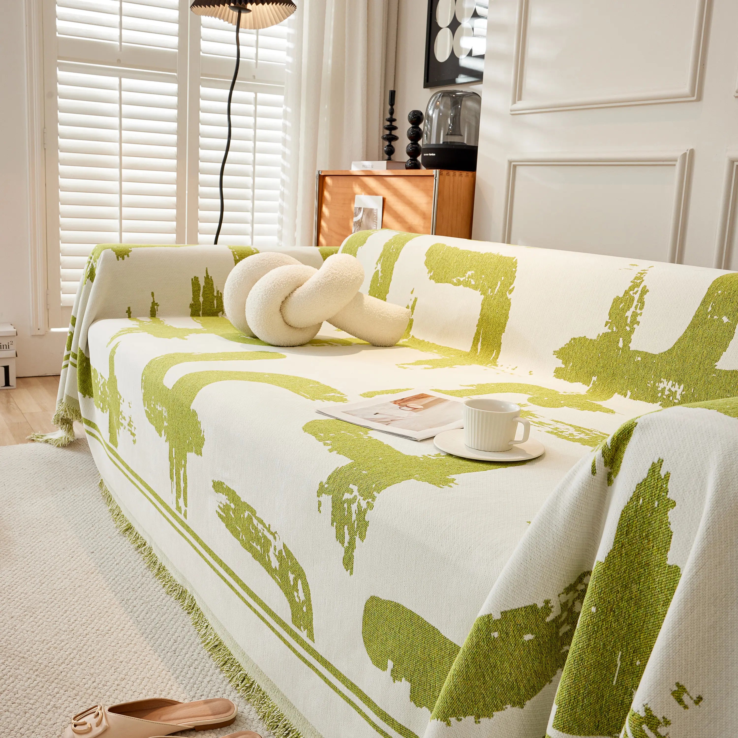 Chenille Abstract Soft Thick Reversible Oversized Couch Cover Blanket, Blanket On Sofa And The Couch