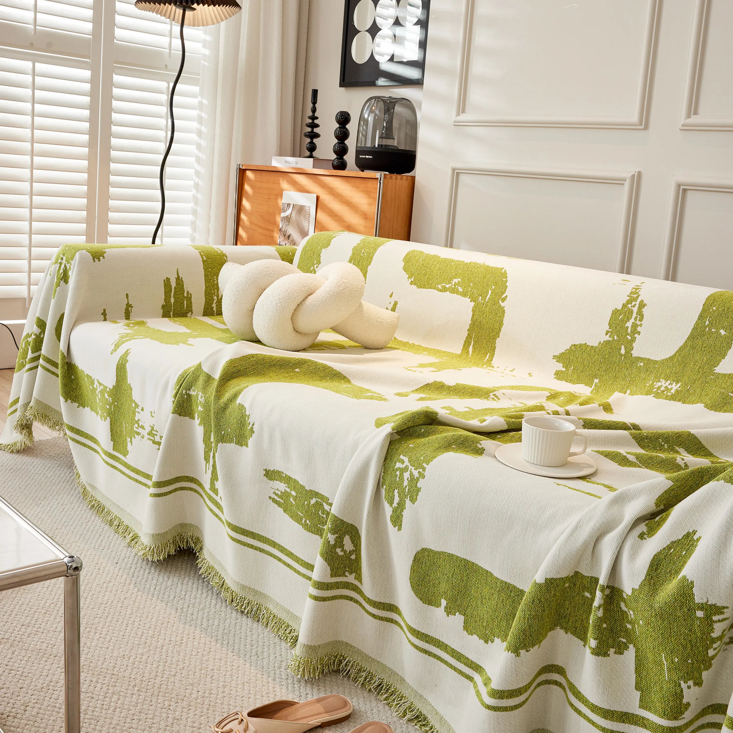 Chenille Abstract Soft Thick Reversible Oversized Couch Cover Blanket, Blanket On Sofa And The Couch