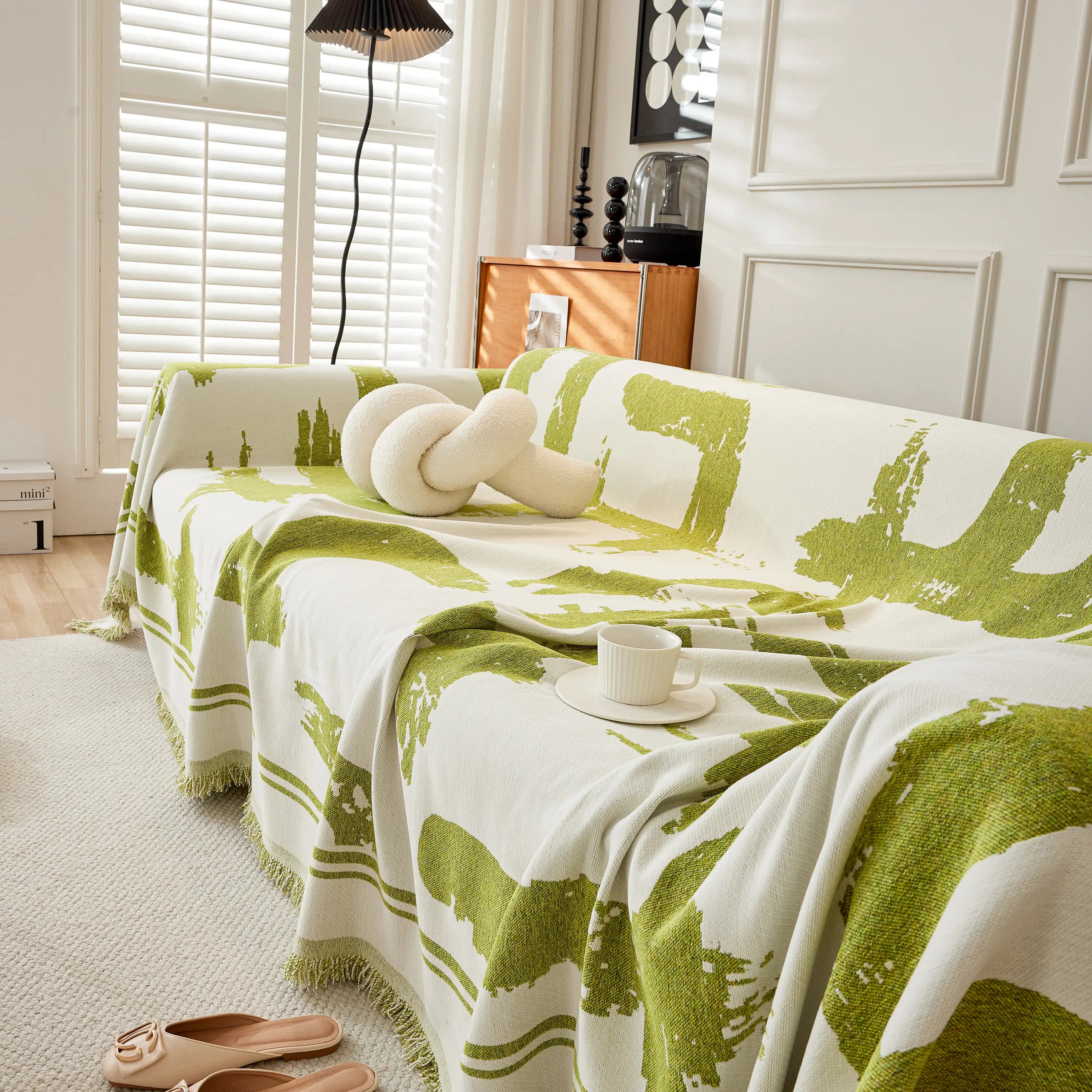 Chenille Abstract Soft Thick Reversible Oversized Couch Cover Blanket, Blanket On Sofa And The Couch