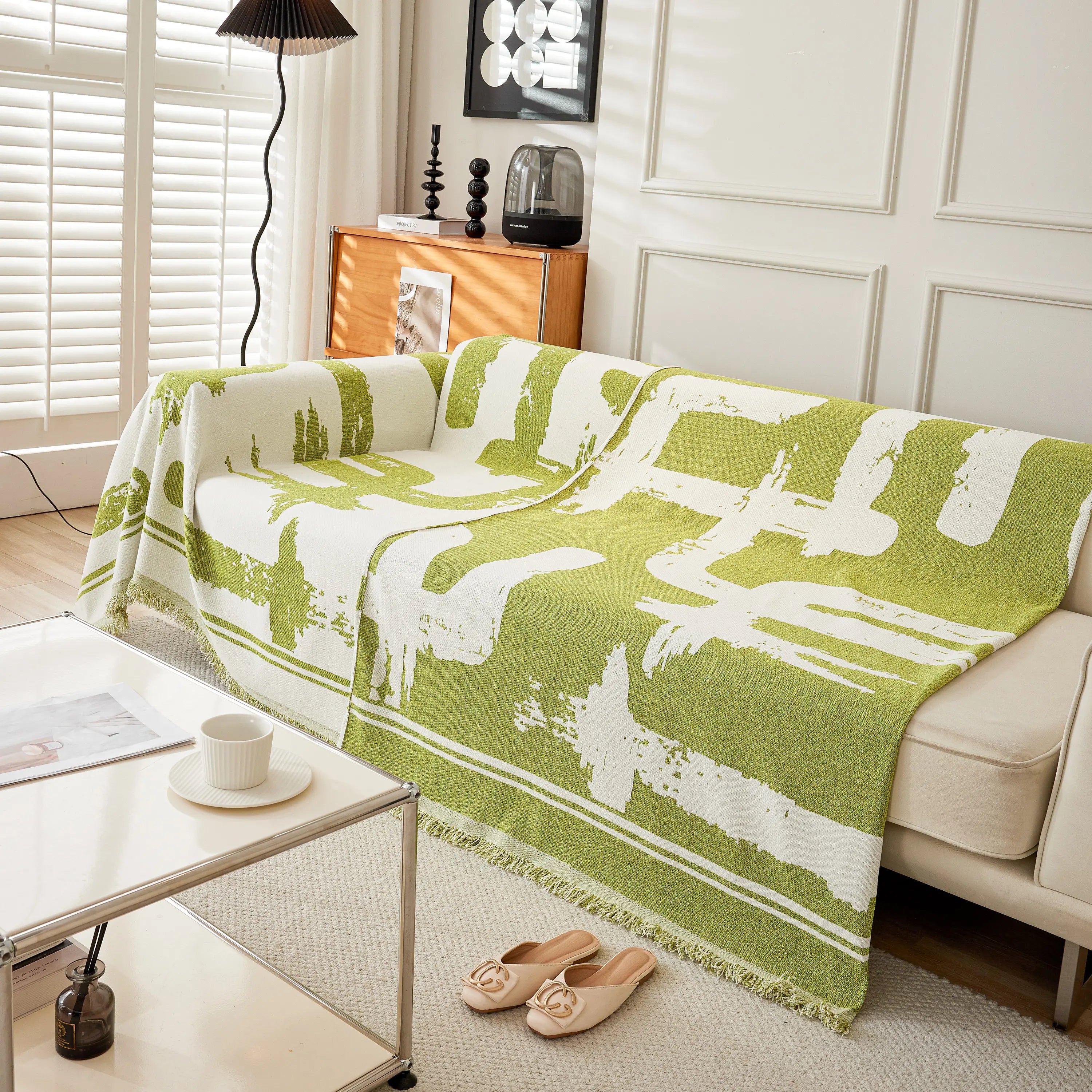 Chenille Abstract Soft Thick Reversible Oversized Couch Cover Blanket, Blanket On Sofa And The Couch