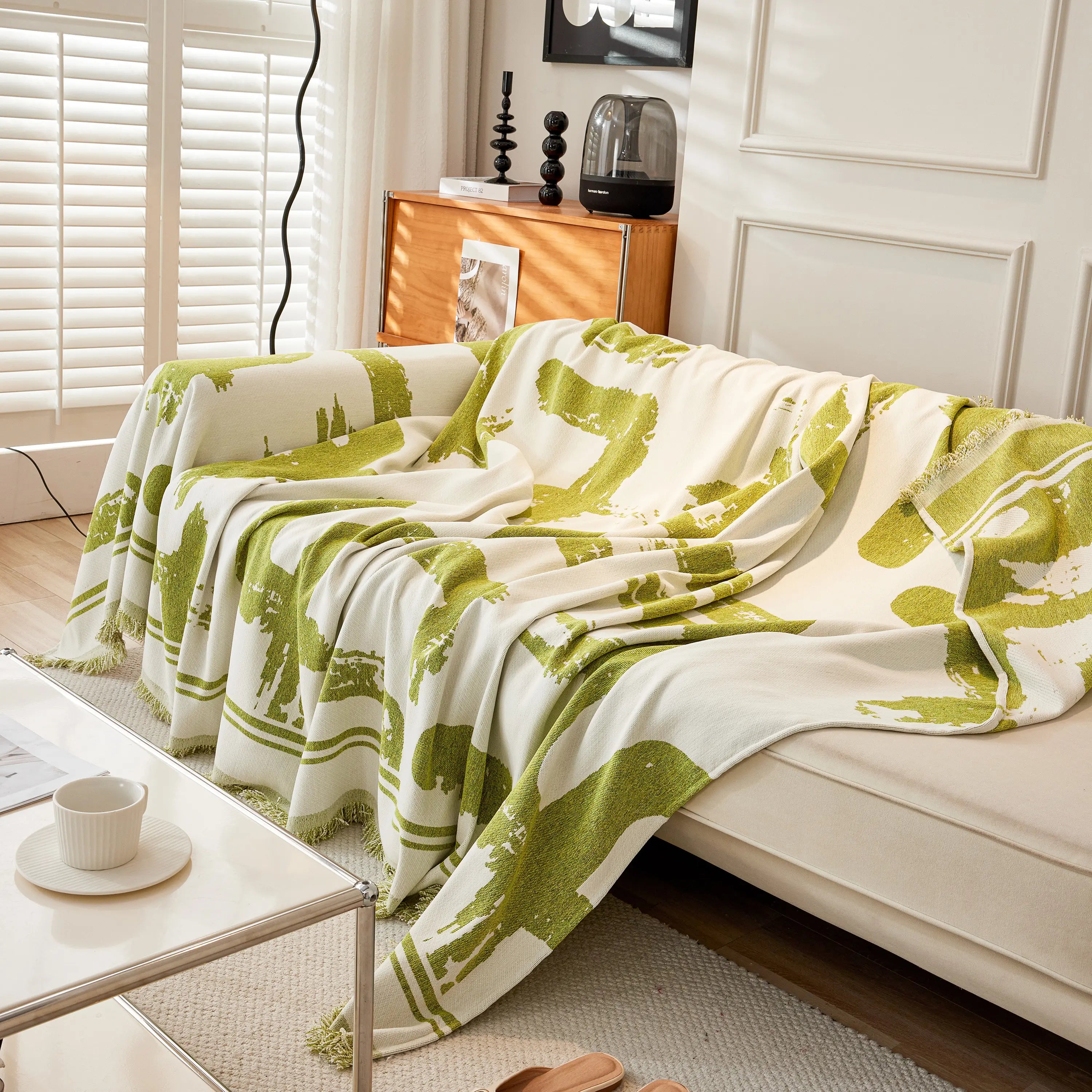 Chenille Abstract Soft Thick Reversible Oversized Couch Cover Blanket, Blanket On Sofa And The Couch