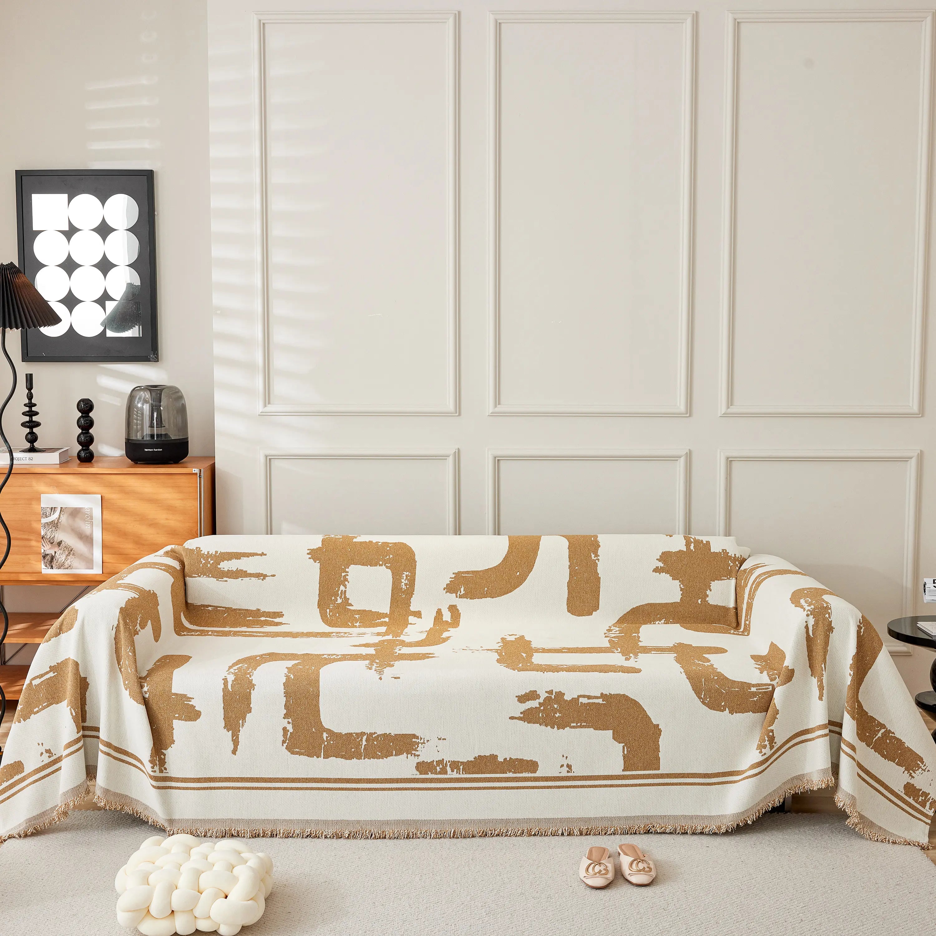Chenille Abstract Soft Thick Reversible Oversized Couch Cover Blanket, Blanket On Sofa And The Couch