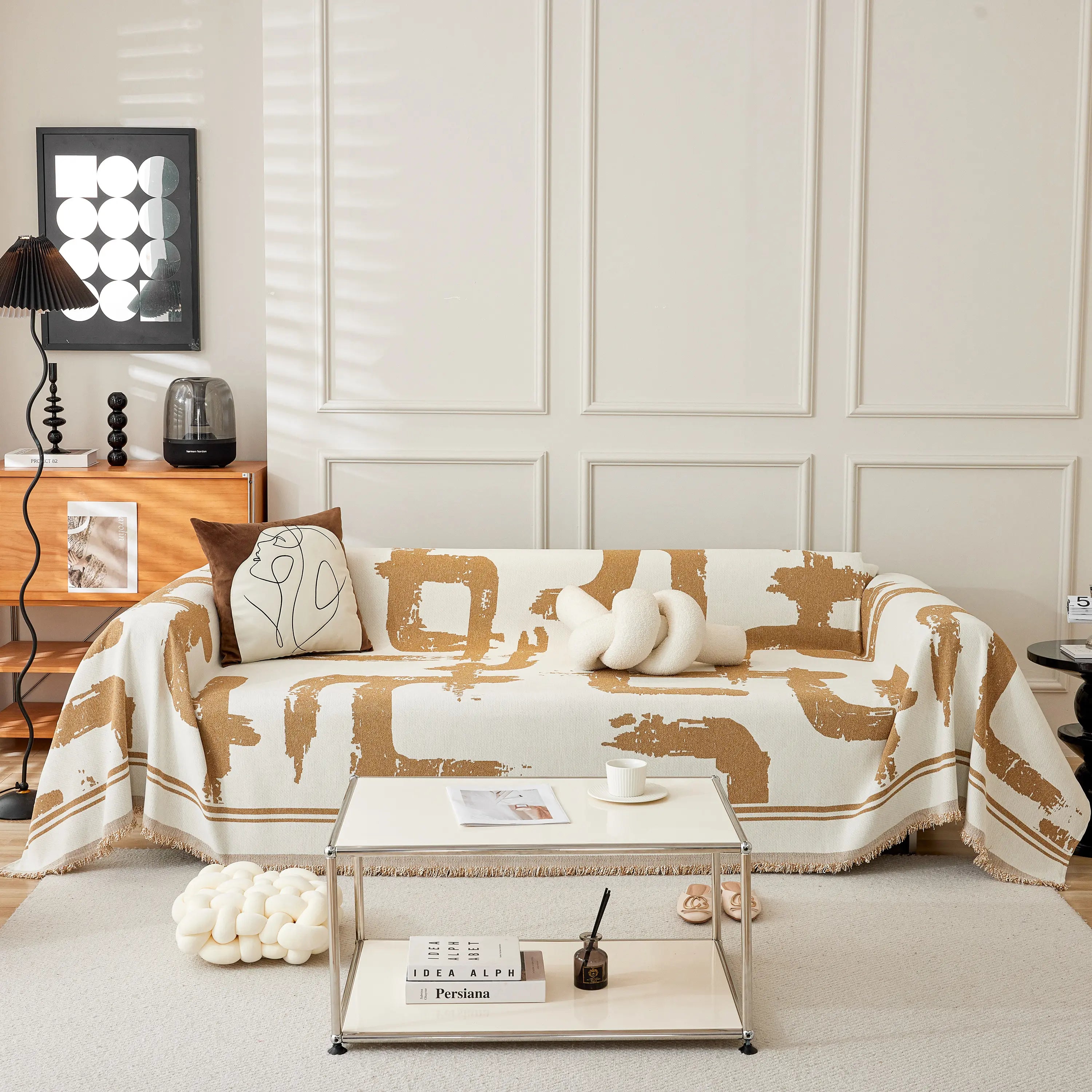 Chenille Abstract Soft Thick Reversible Oversized Couch Cover Blanket, Blanket On Sofa And The Couch