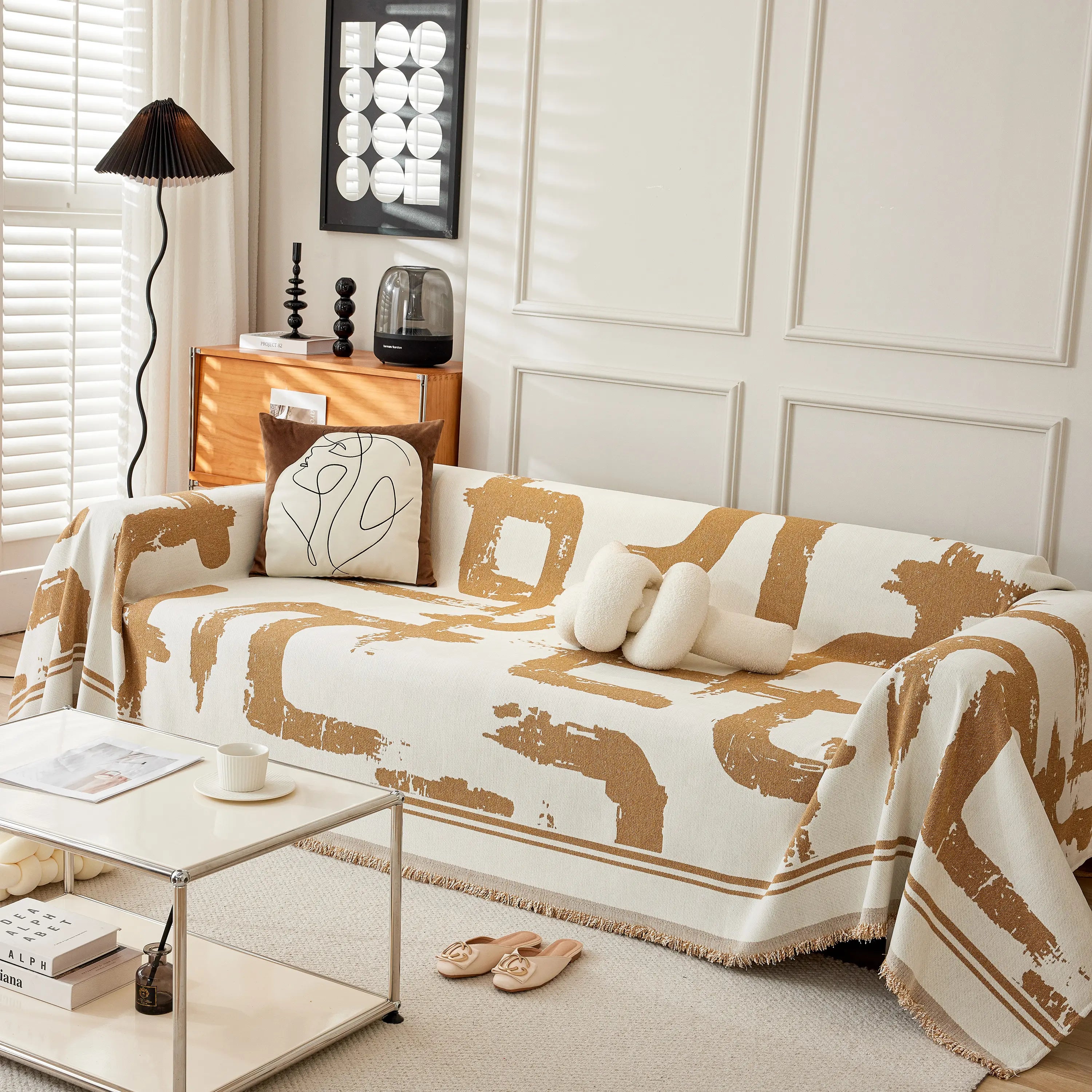 Chenille Abstract Soft Thick Reversible Oversized Couch Cover Blanket, Blanket On Sofa And The Couch
