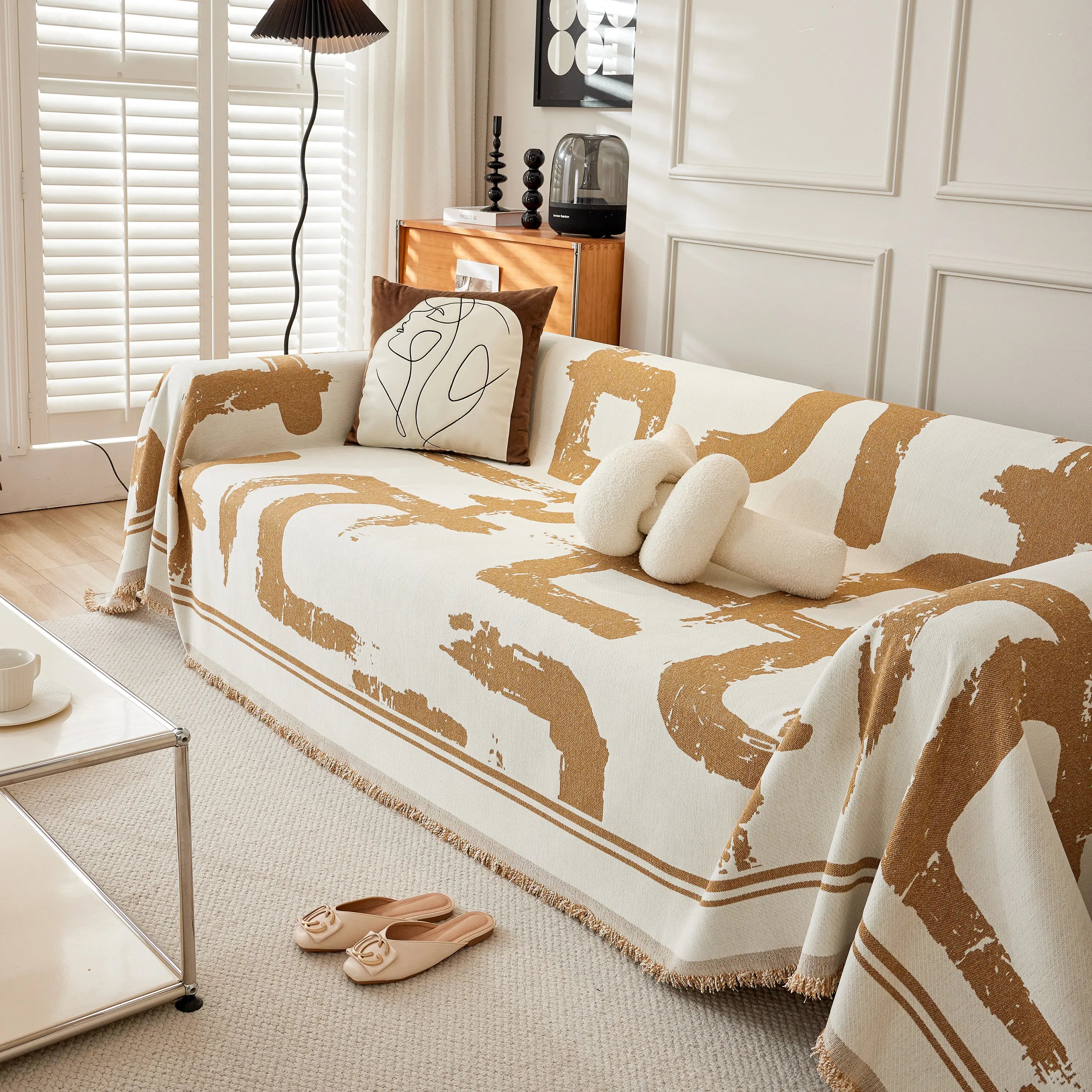 Chenille Abstract Soft Thick Reversible Oversized Couch Cover Blanket, Blanket On Sofa And The Couch