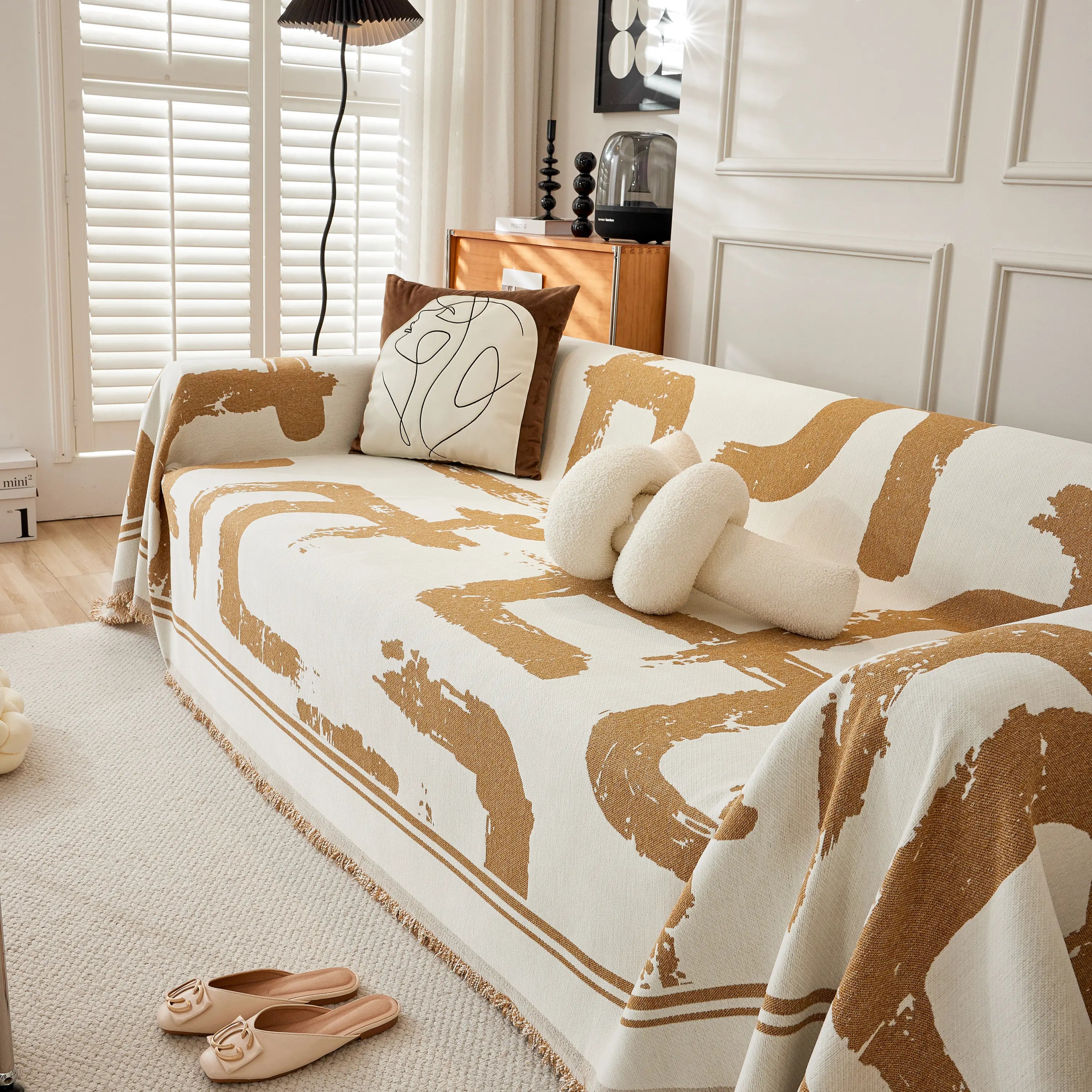 Chenille Abstract Soft Thick Reversible Oversized Couch Cover Blanket, Blanket On Sofa And The Couch