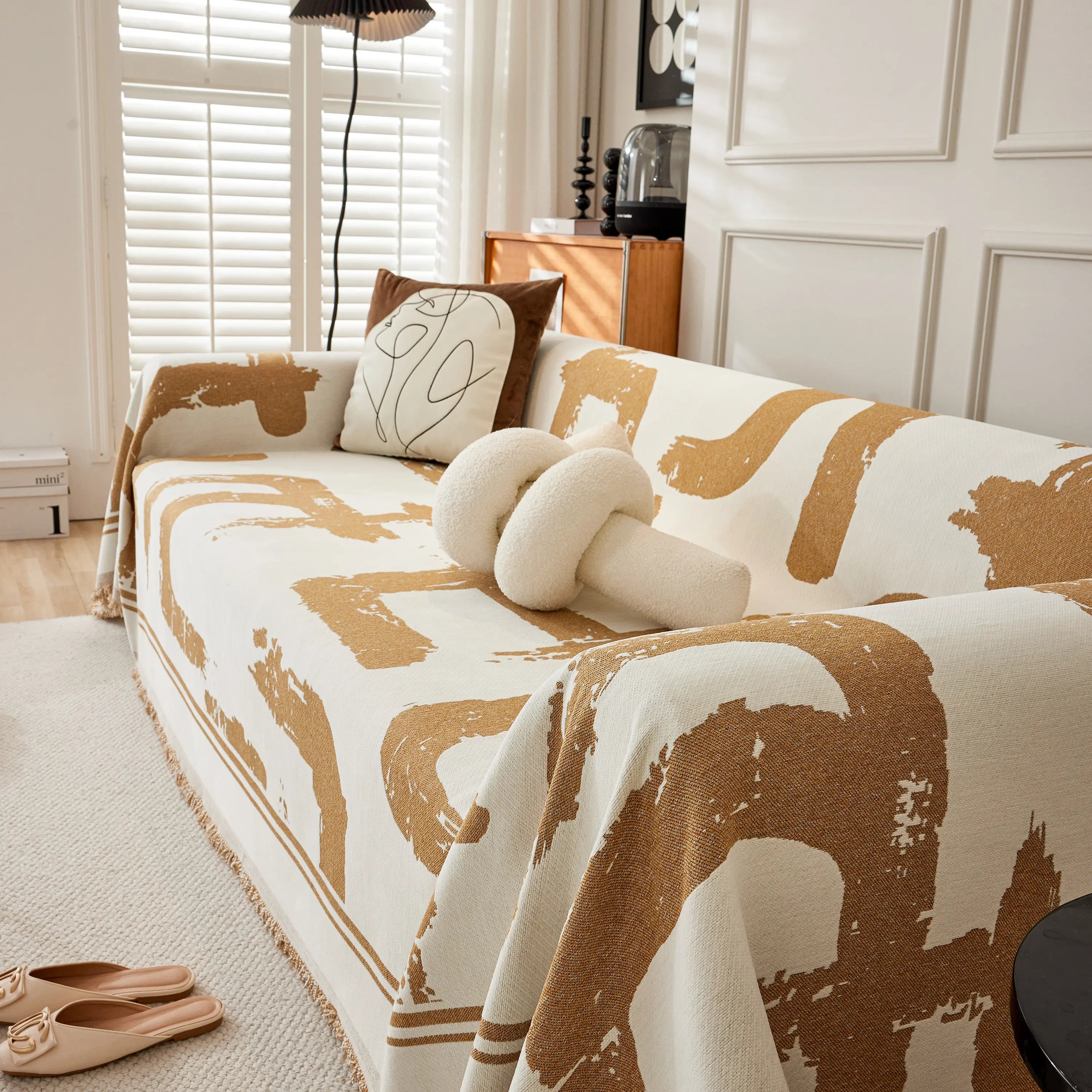 Chenille Abstract Soft Thick Reversible Oversized Couch Cover Blanket, Blanket On Sofa And The Couch