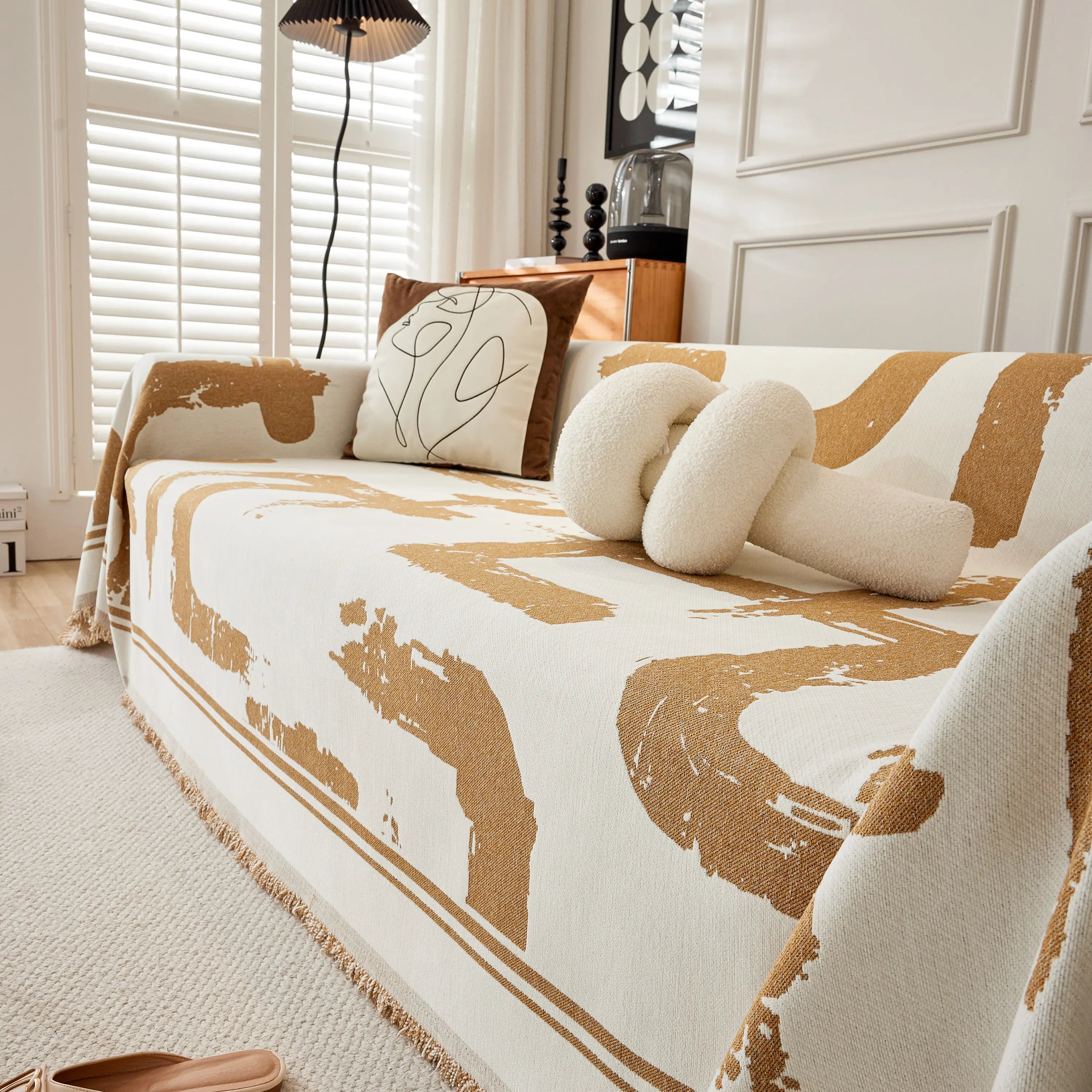Chenille Abstract Soft Thick Reversible Oversized Couch Cover Blanket, Blanket On Sofa And The Couch