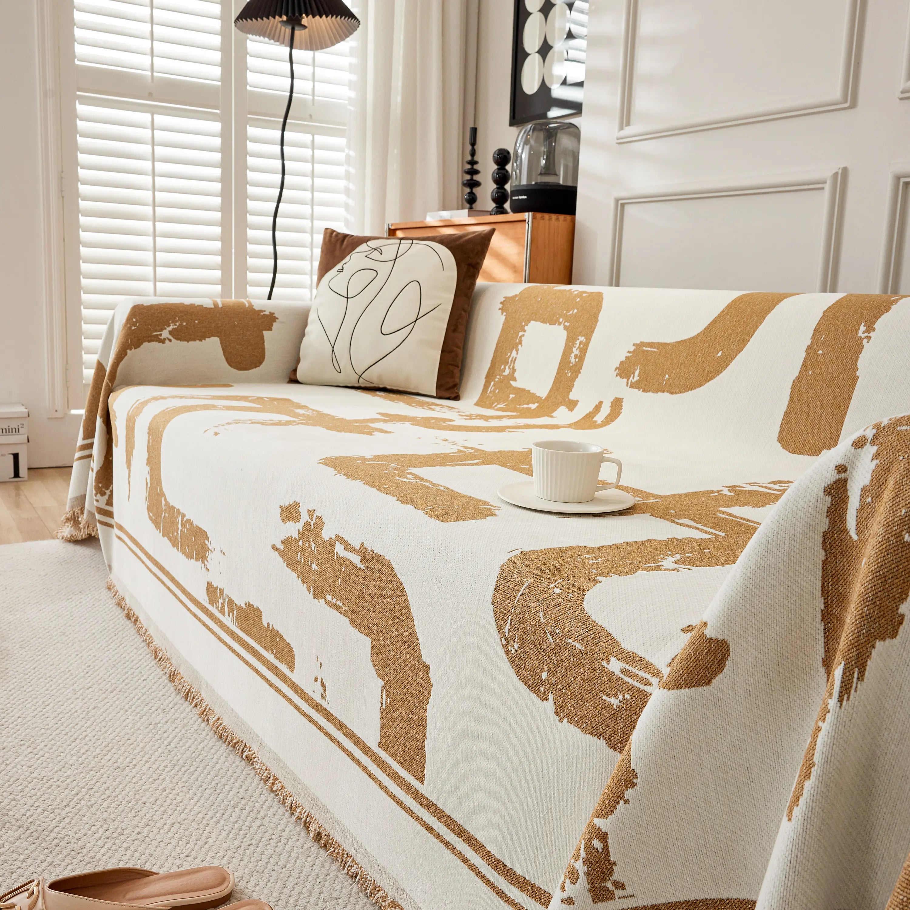 Chenille Abstract Soft Thick Reversible Oversized Couch Cover Blanket, Blanket On Sofa And The Couch