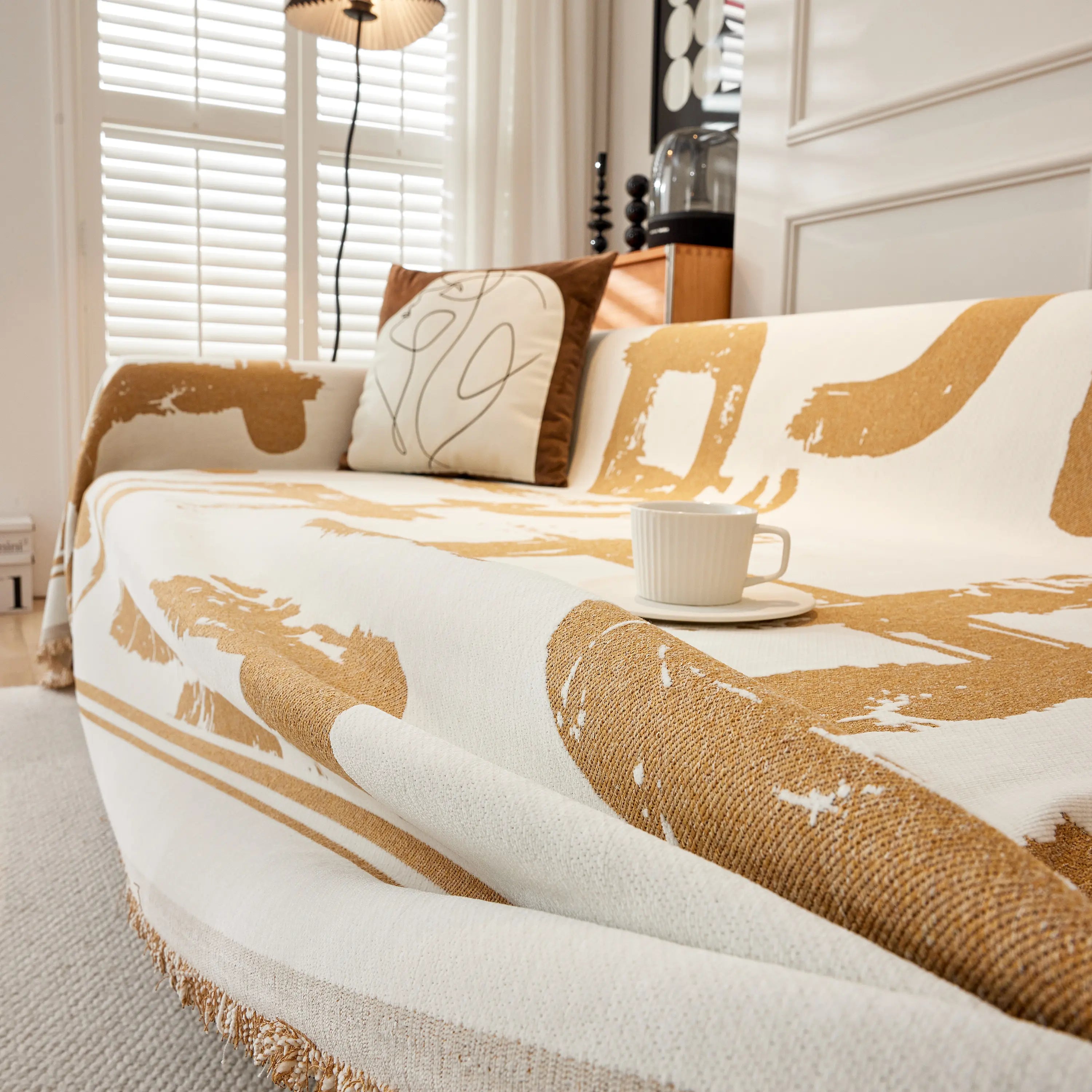 Chenille Abstract Soft Thick Reversible Oversized Couch Cover Blanket, Blanket On Sofa And The Couch