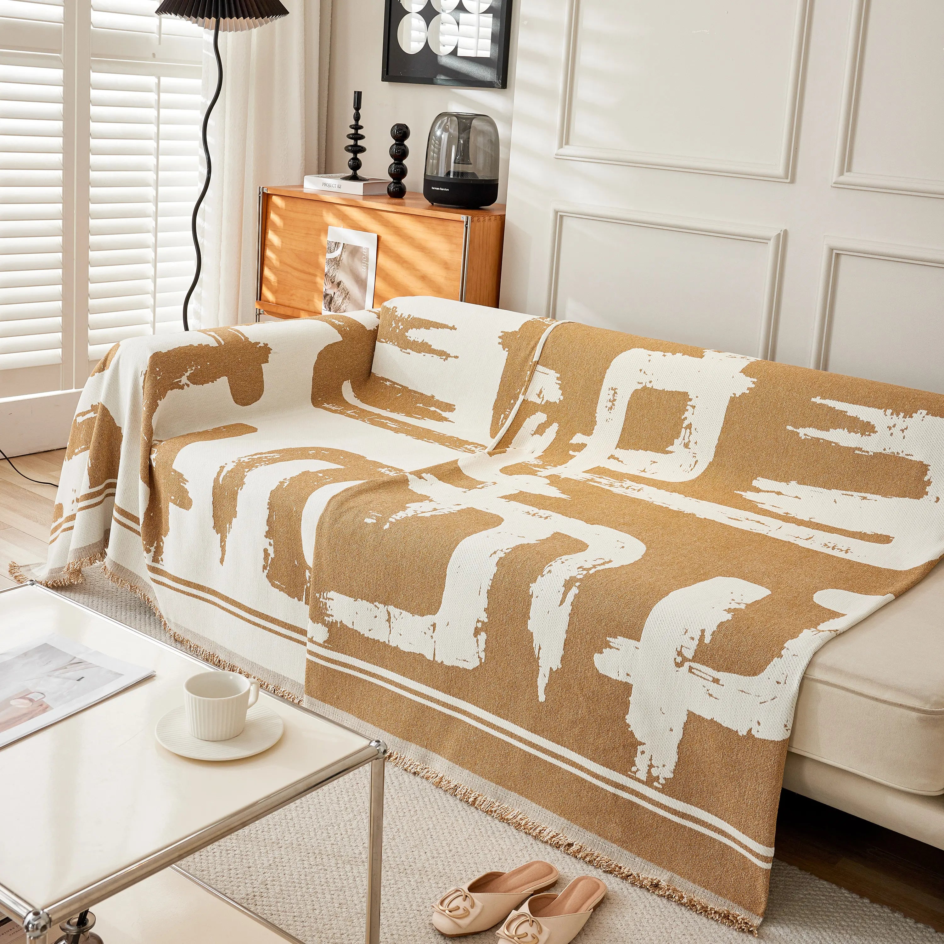 Chenille Abstract Soft Thick Reversible Oversized Couch Cover Blanket, Blanket On Sofa And The Couch
