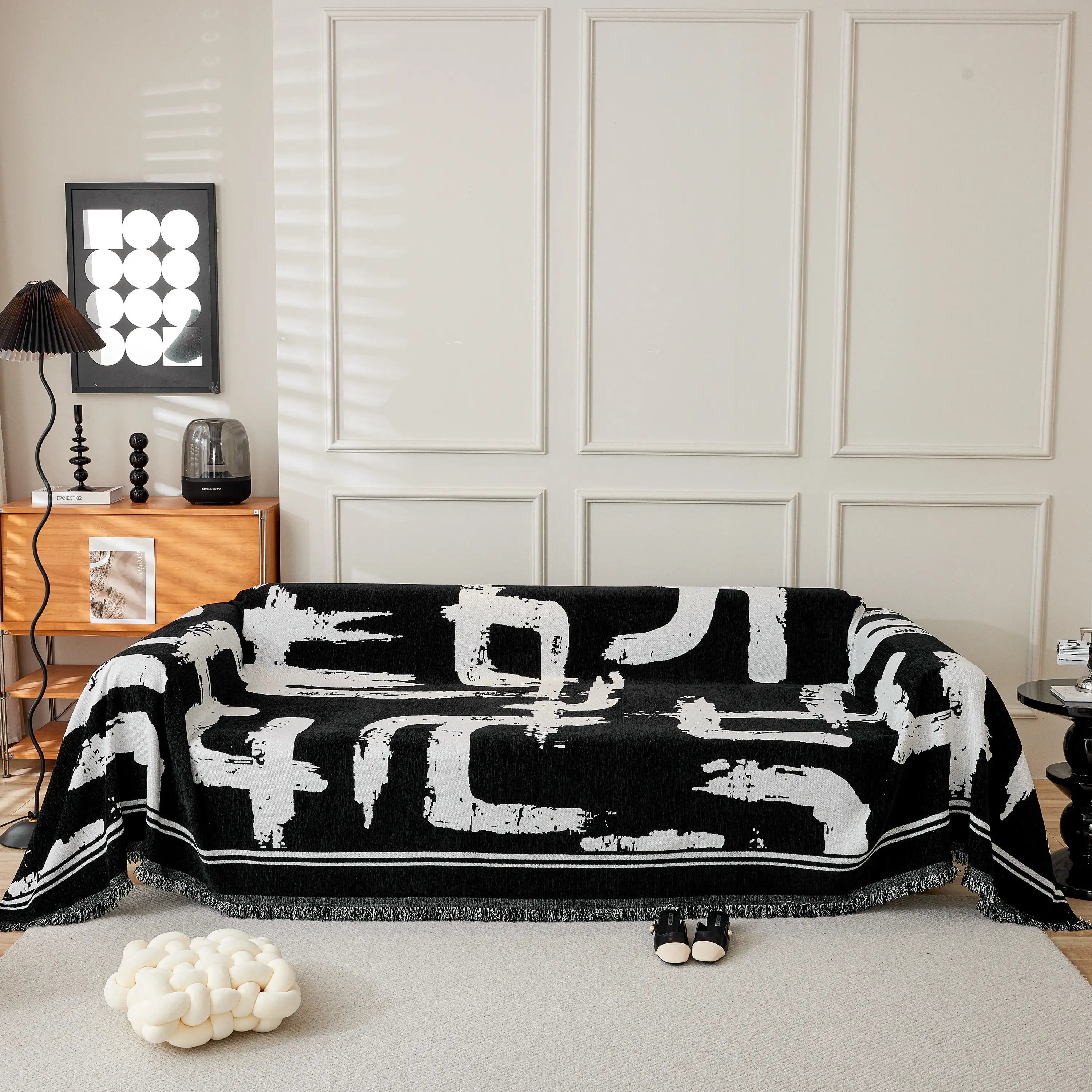 Chenille Abstract Soft Thick Reversible Oversized Couch Cover Blanket, Blanket On Sofa And The Couch