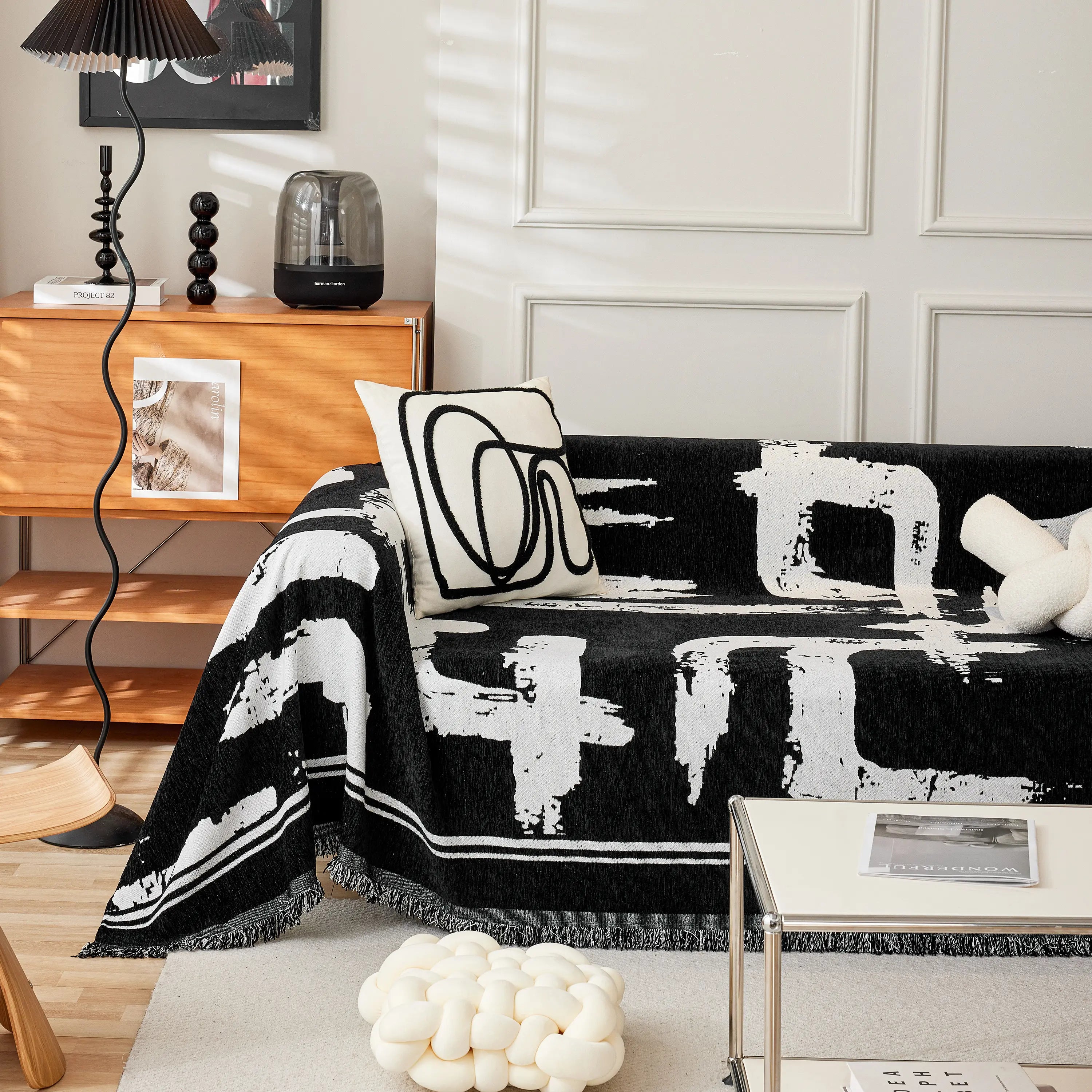 Chenille Abstract Soft Thick Reversible Oversized Couch Cover Blanket, Blanket On Sofa And The Couch