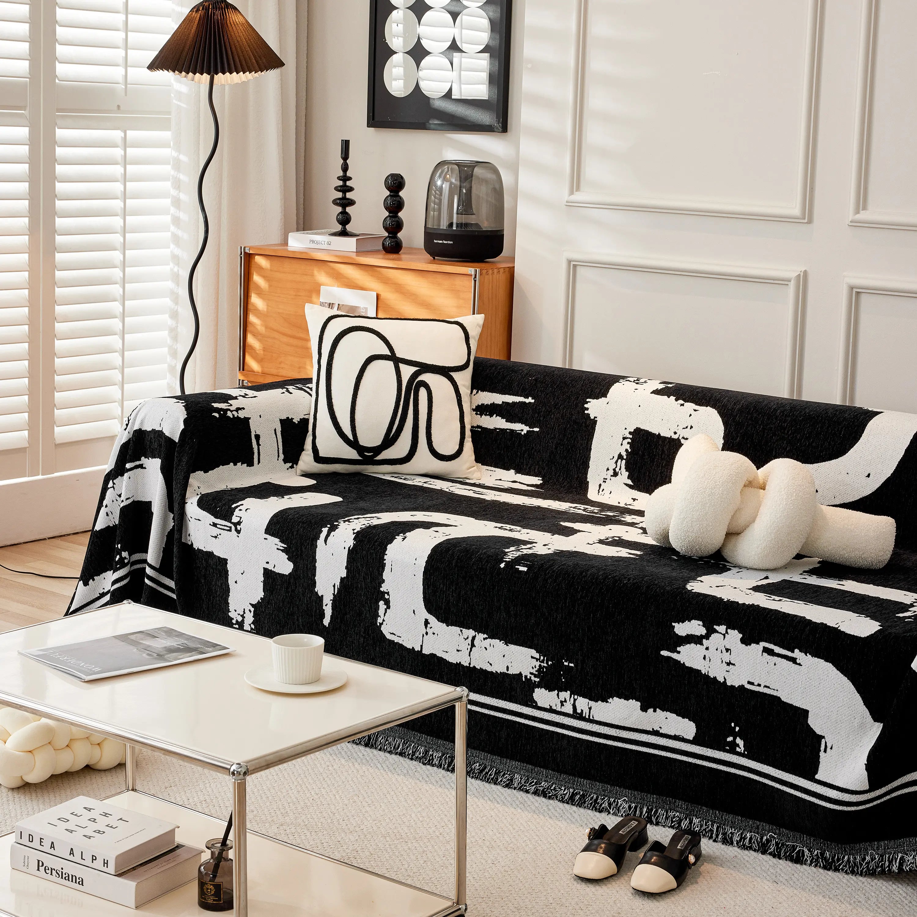 Chenille Abstract Soft Thick Reversible Oversized Couch Cover Blanket, Blanket On Sofa And The Couch