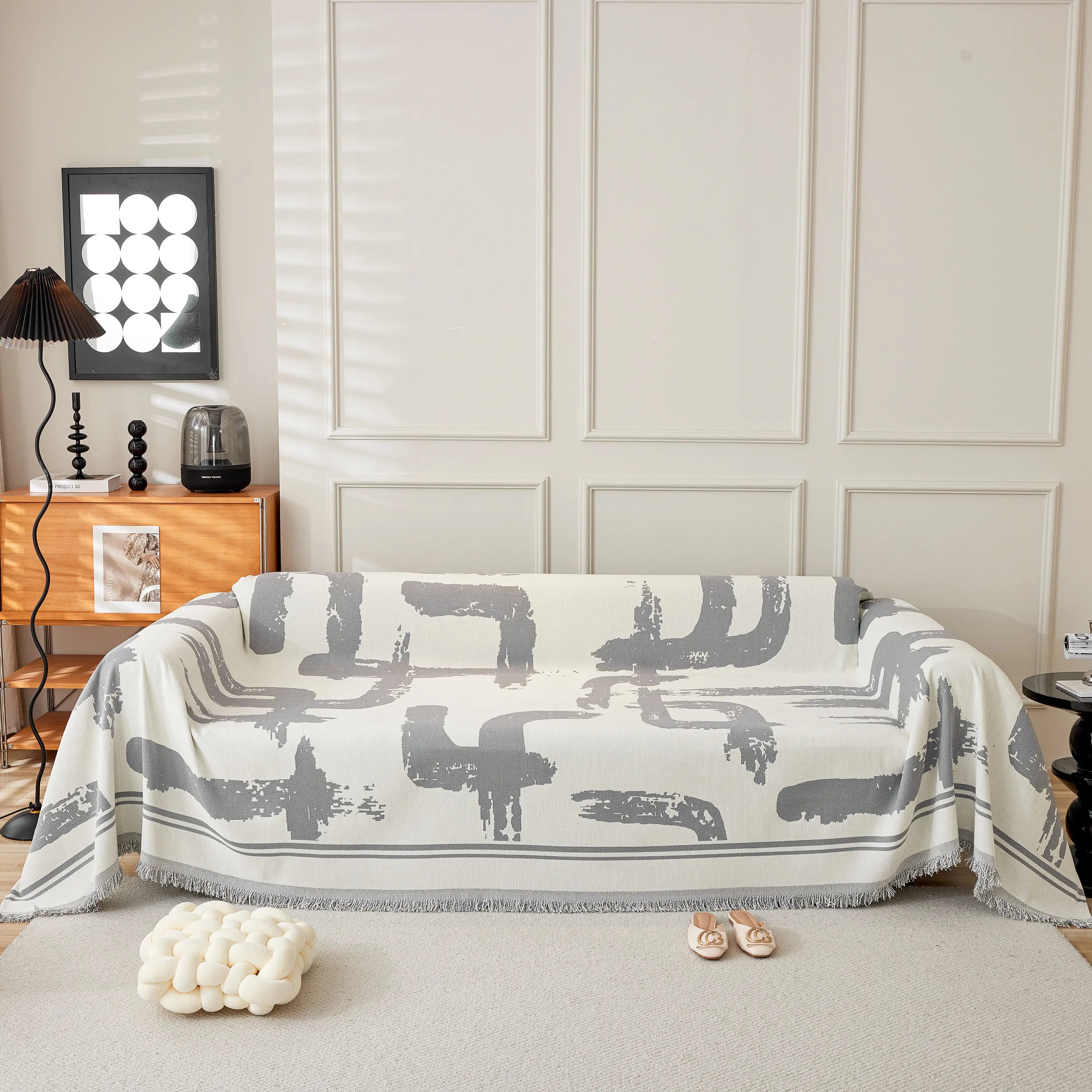 Chenille Abstract Soft Thick Reversible Oversized Couch Cover Blanket, Blanket On Sofa And The Couch