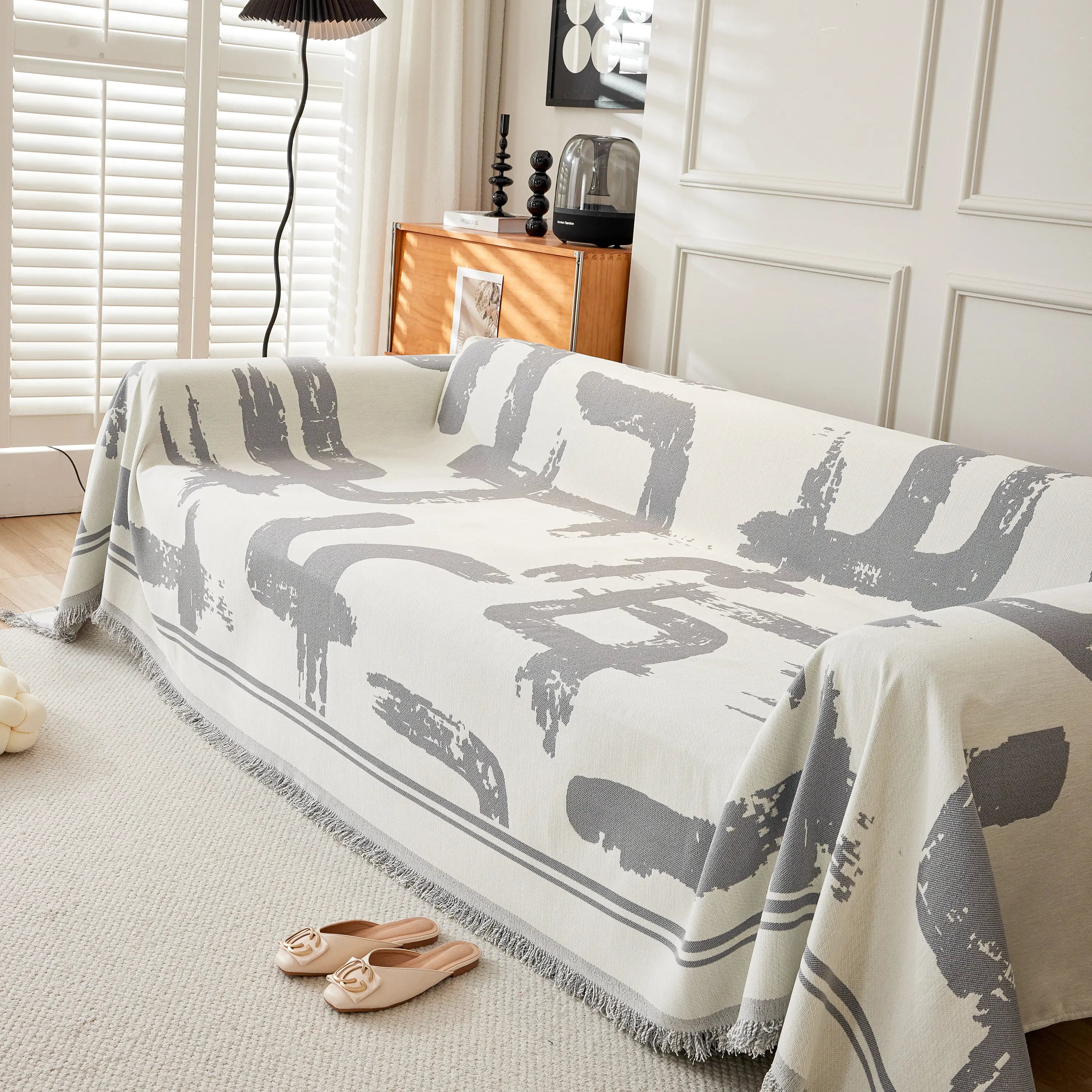 Chenille Abstract Soft Thick Reversible Oversized Couch Cover Blanket, Blanket On Sofa And The Couch
