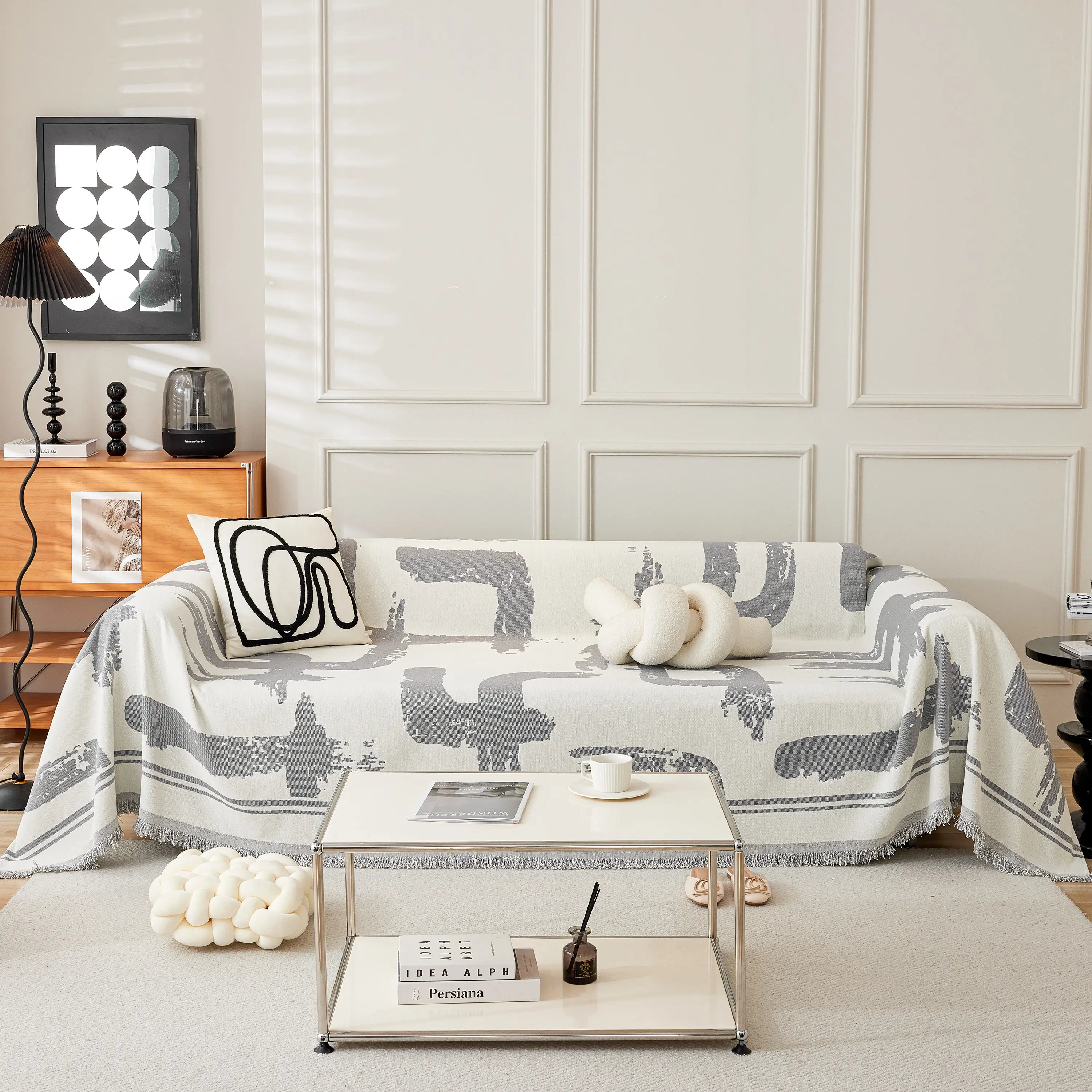 Chenille Abstract Soft Thick Reversible Oversized Couch Cover Blanket, Blanket On Sofa And The Couch