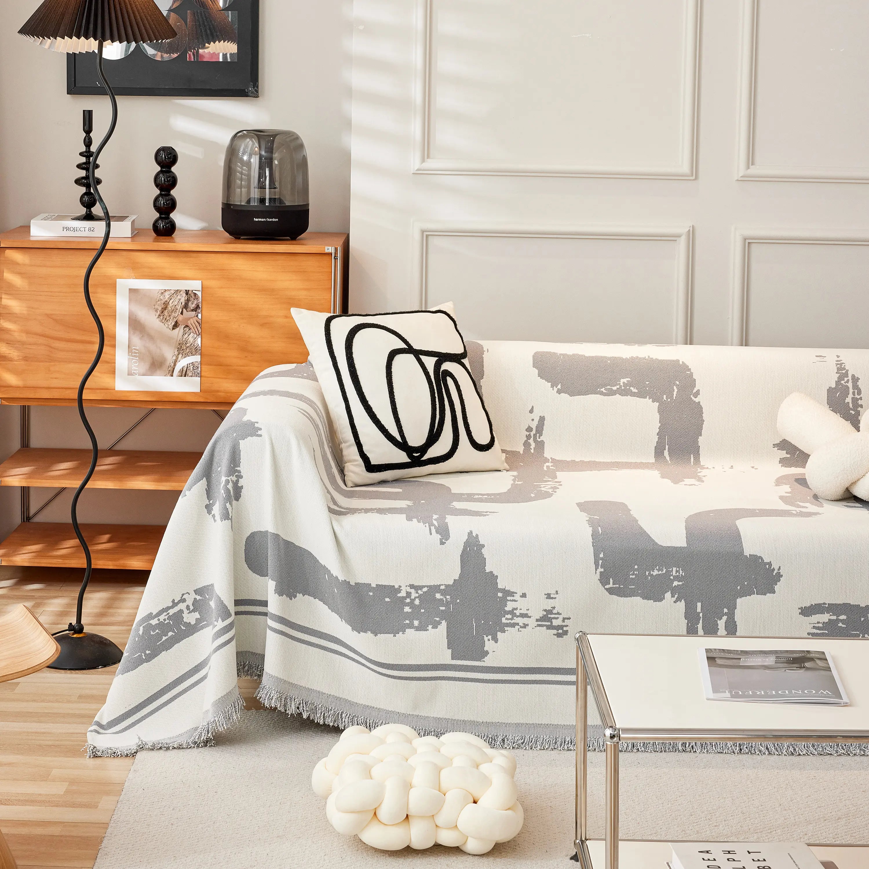 Chenille Abstract Soft Thick Reversible Oversized Couch Cover Blanket, Blanket On Sofa And The Couch