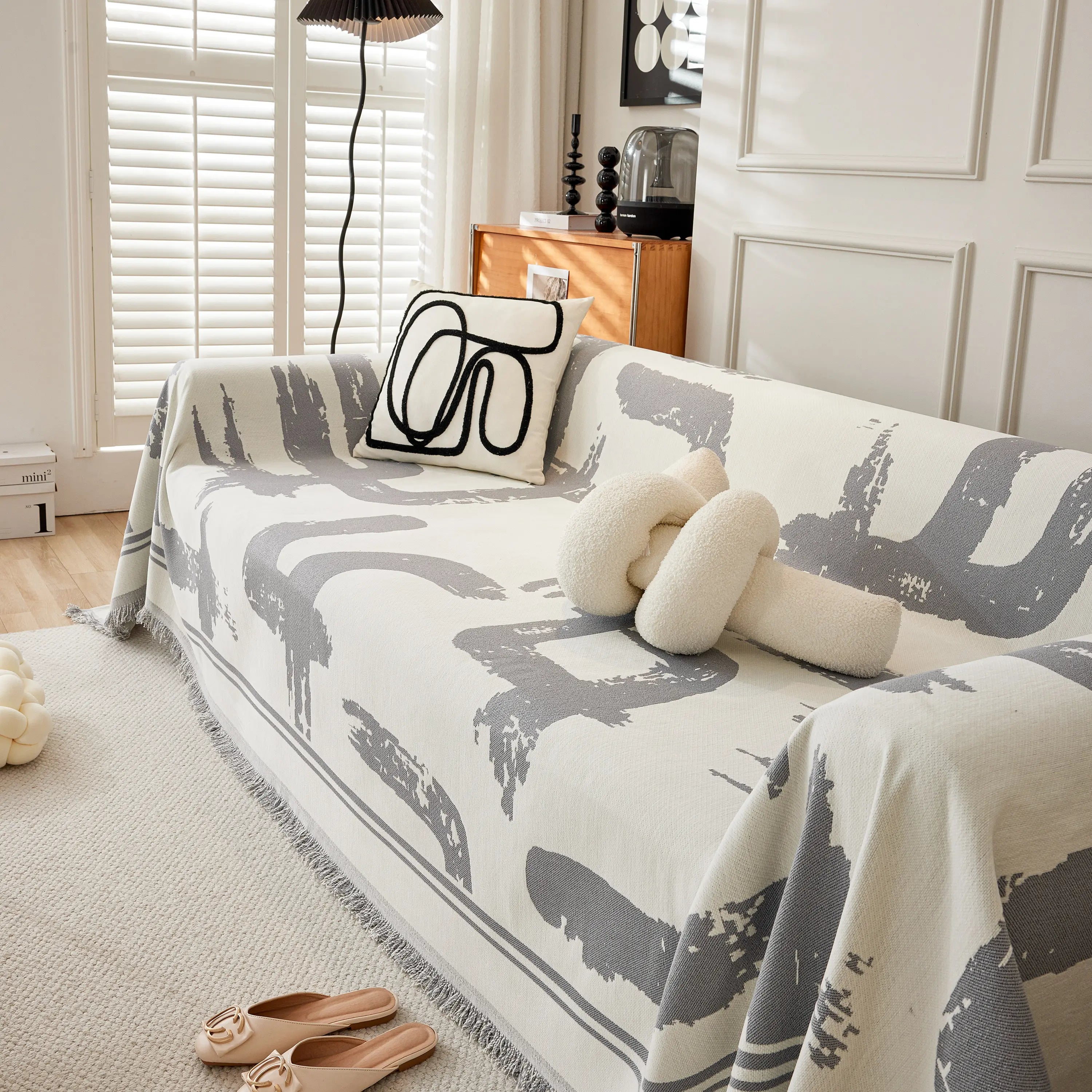 Chenille Abstract Soft Thick Reversible Oversized Couch Cover Blanket, Blanket On Sofa And The Couch