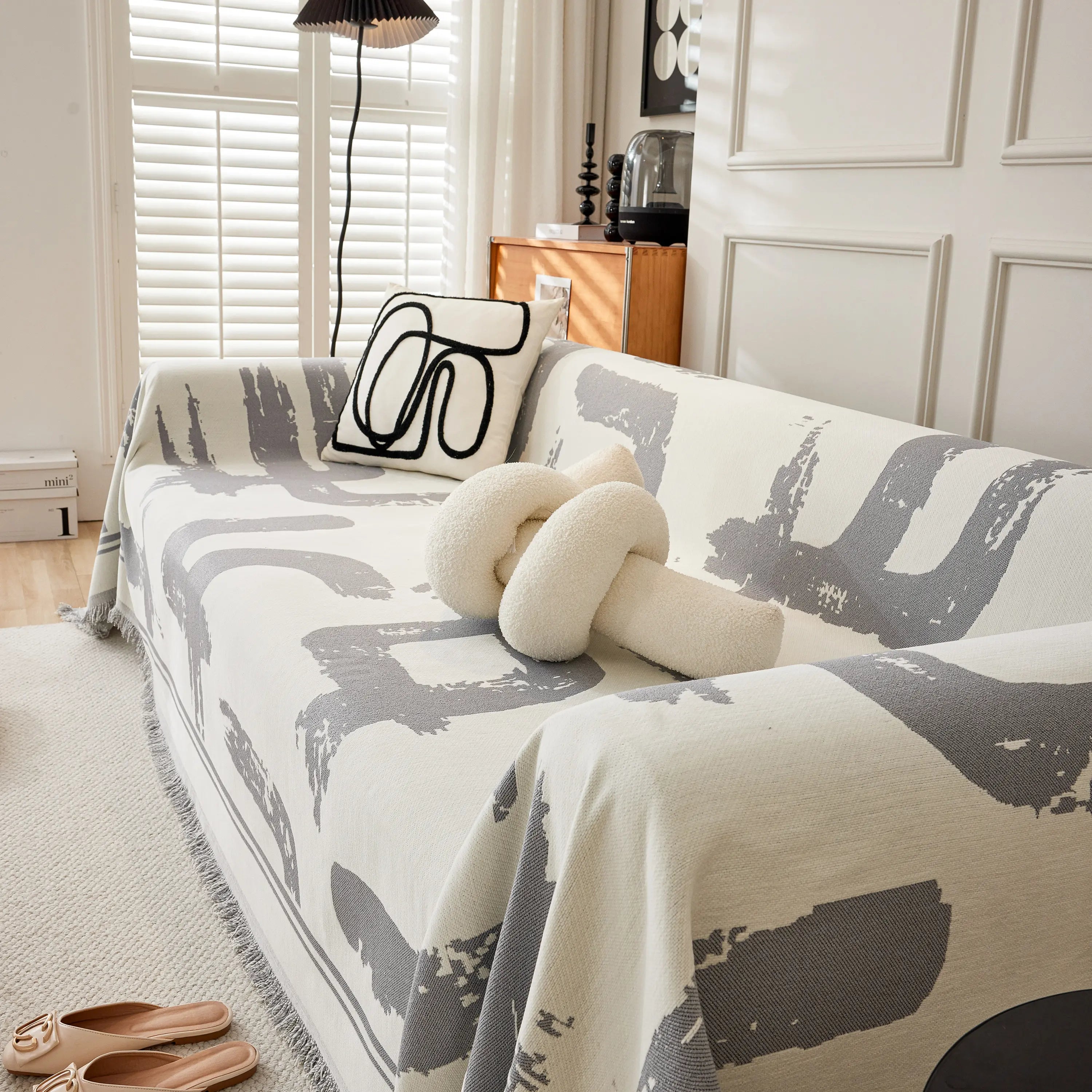 Chenille Abstract Soft Thick Reversible Oversized Couch Cover Blanket, Blanket On Sofa And The Couch