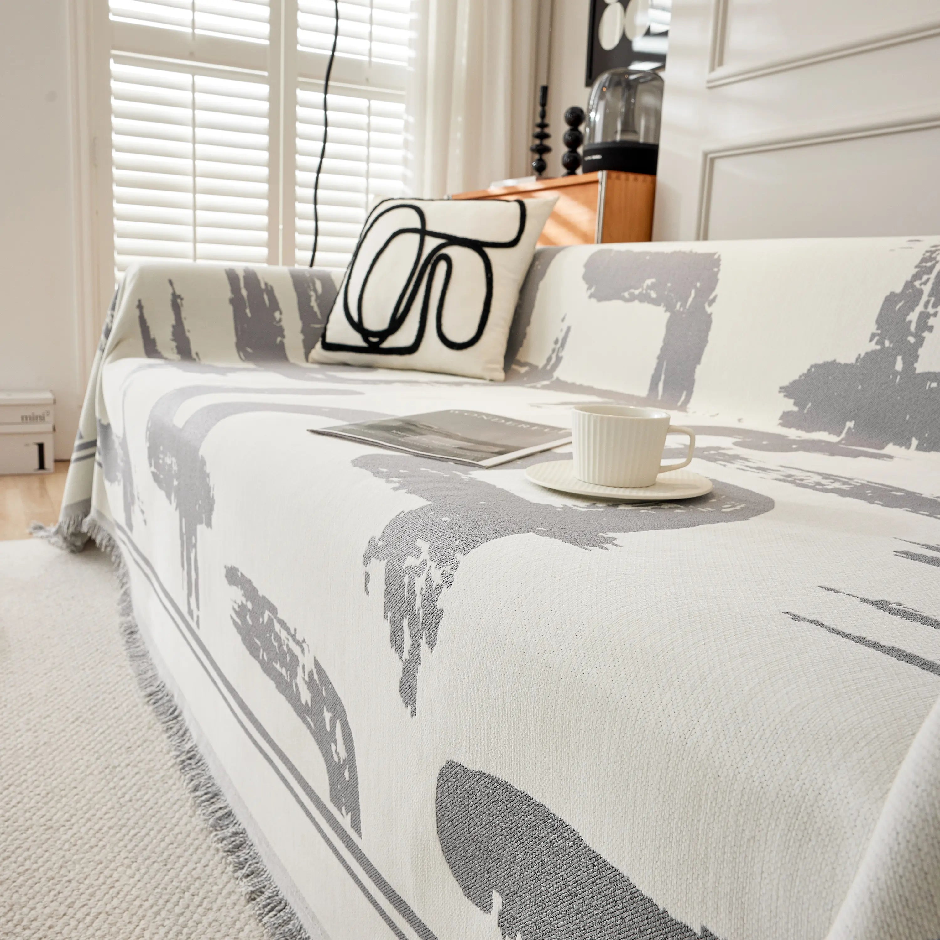 Chenille Abstract Soft Thick Reversible Oversized Couch Cover Blanket, Blanket On Sofa And The Couch