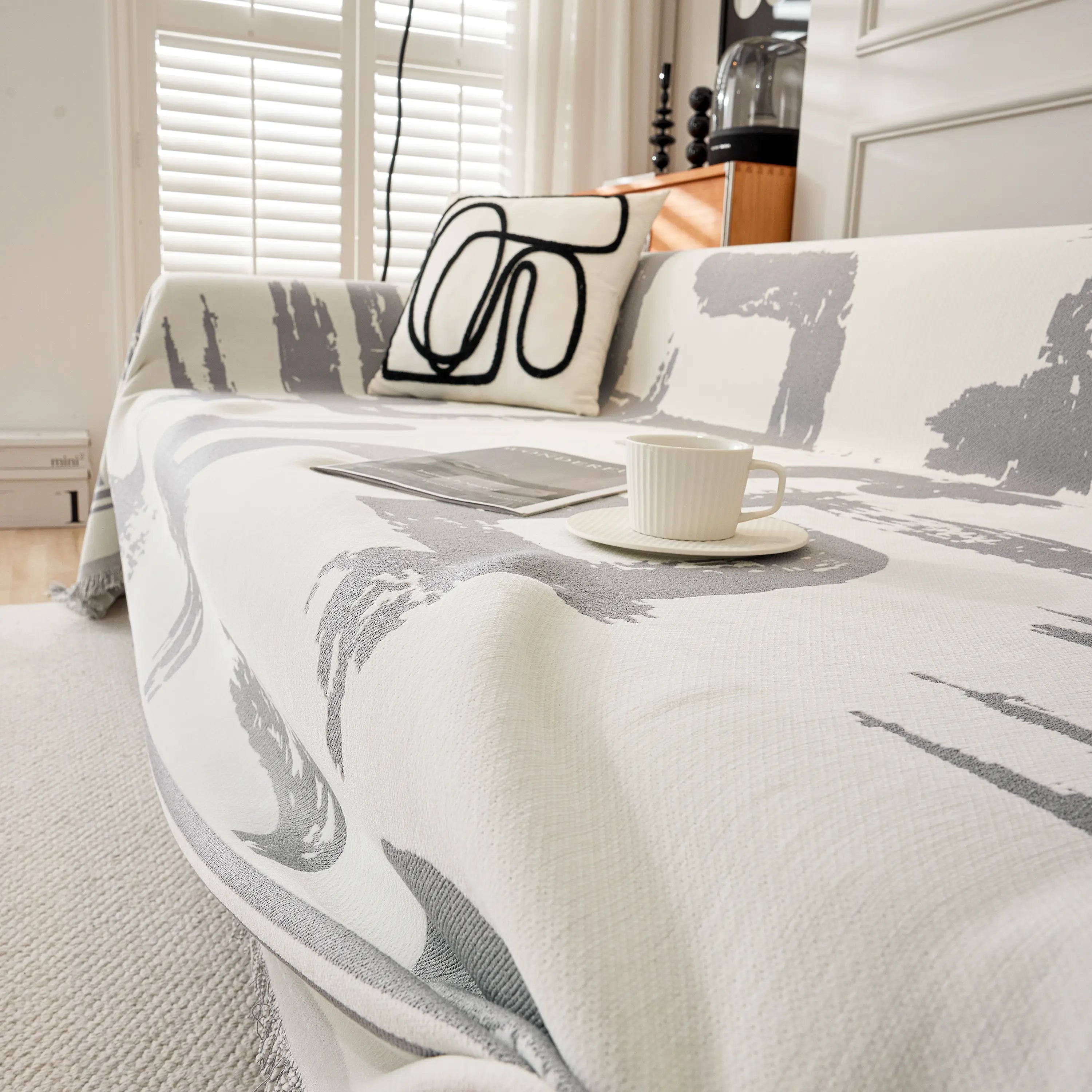 Chenille Abstract Soft Thick Reversible Oversized Couch Cover Blanket, Blanket On Sofa And The Couch