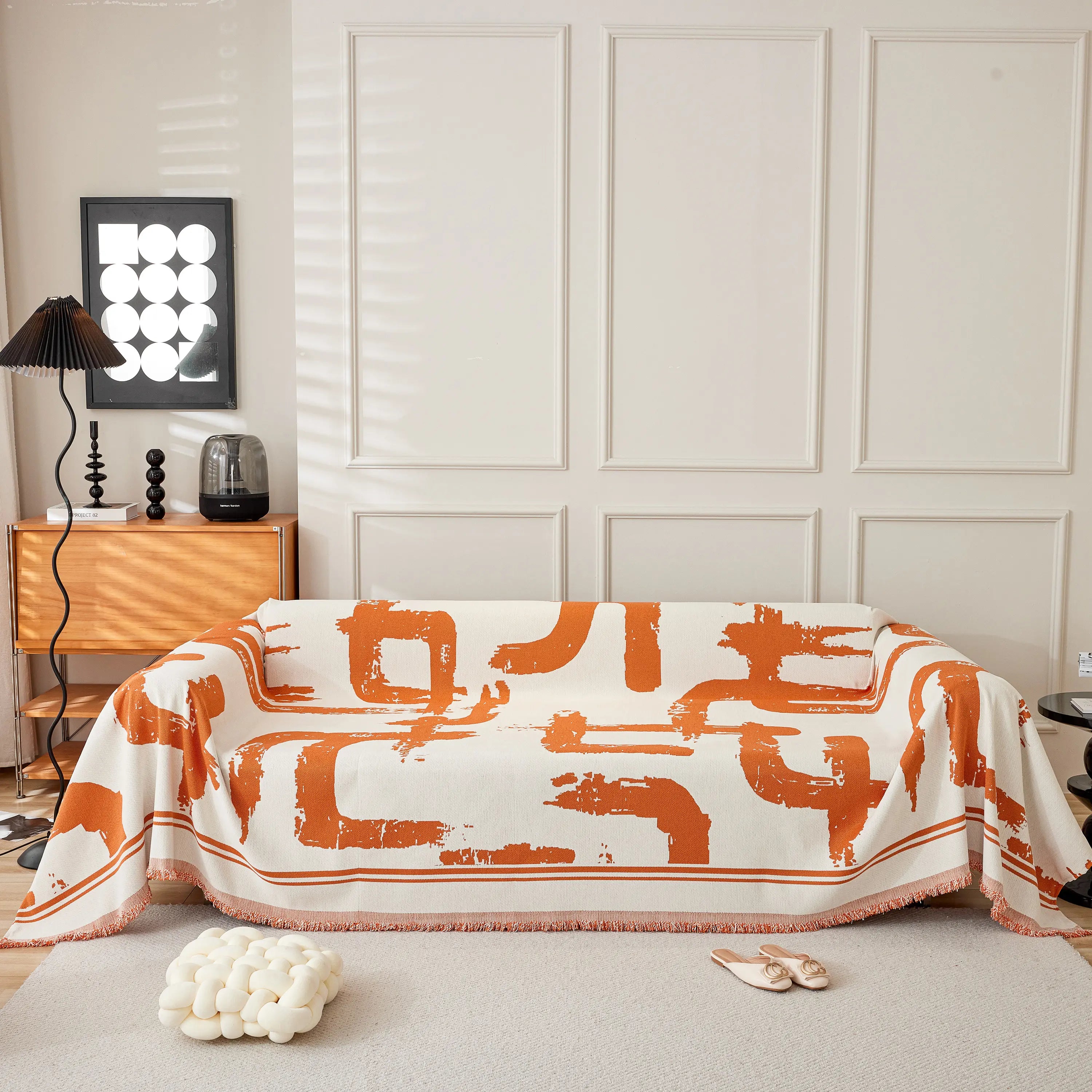 Chenille Abstract Soft Thick Reversible Oversized Couch Cover Blanket, Blanket On Sofa And The Couch