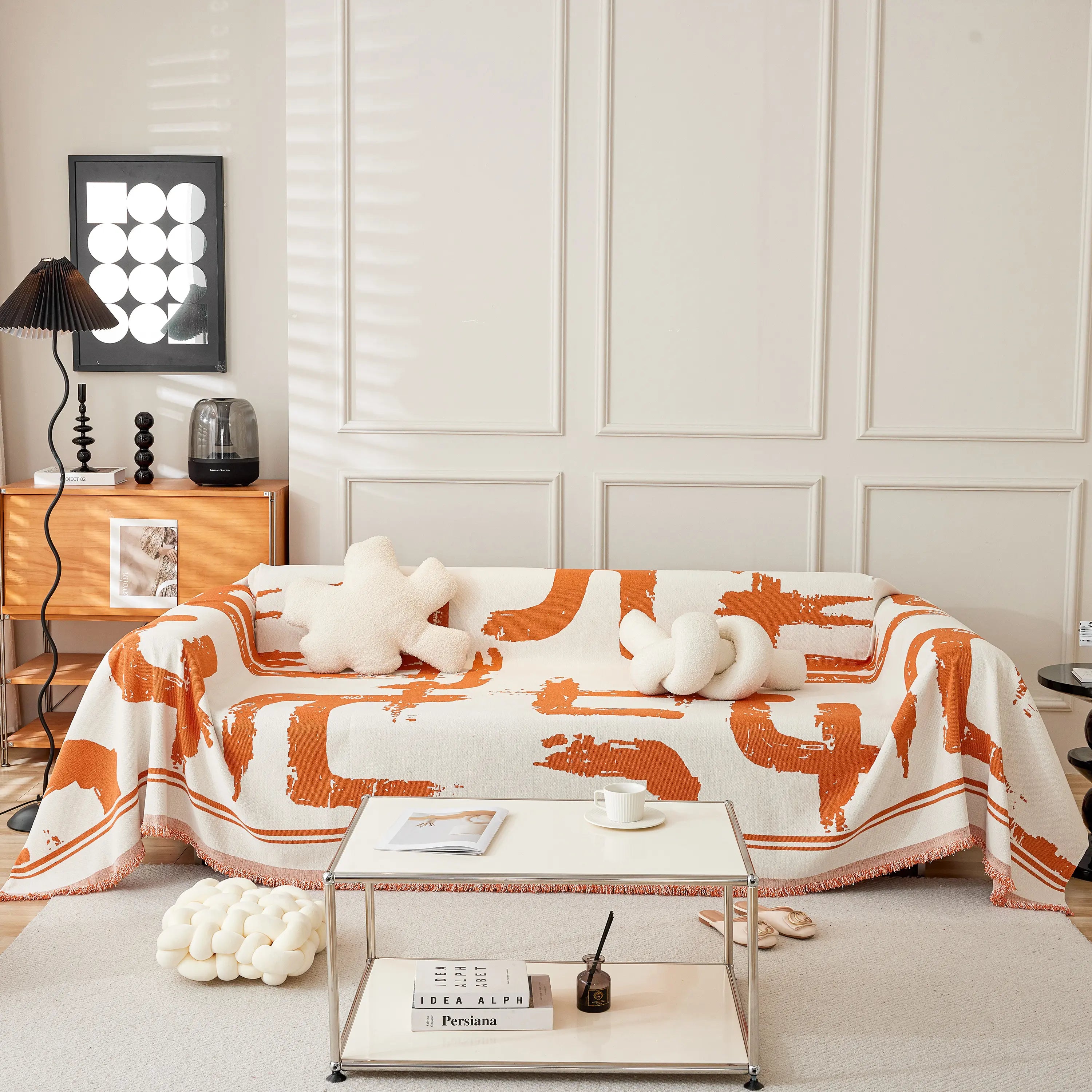 Chenille Abstract Soft Thick Reversible Oversized Couch Cover Blanket, Blanket On Sofa And The Couch