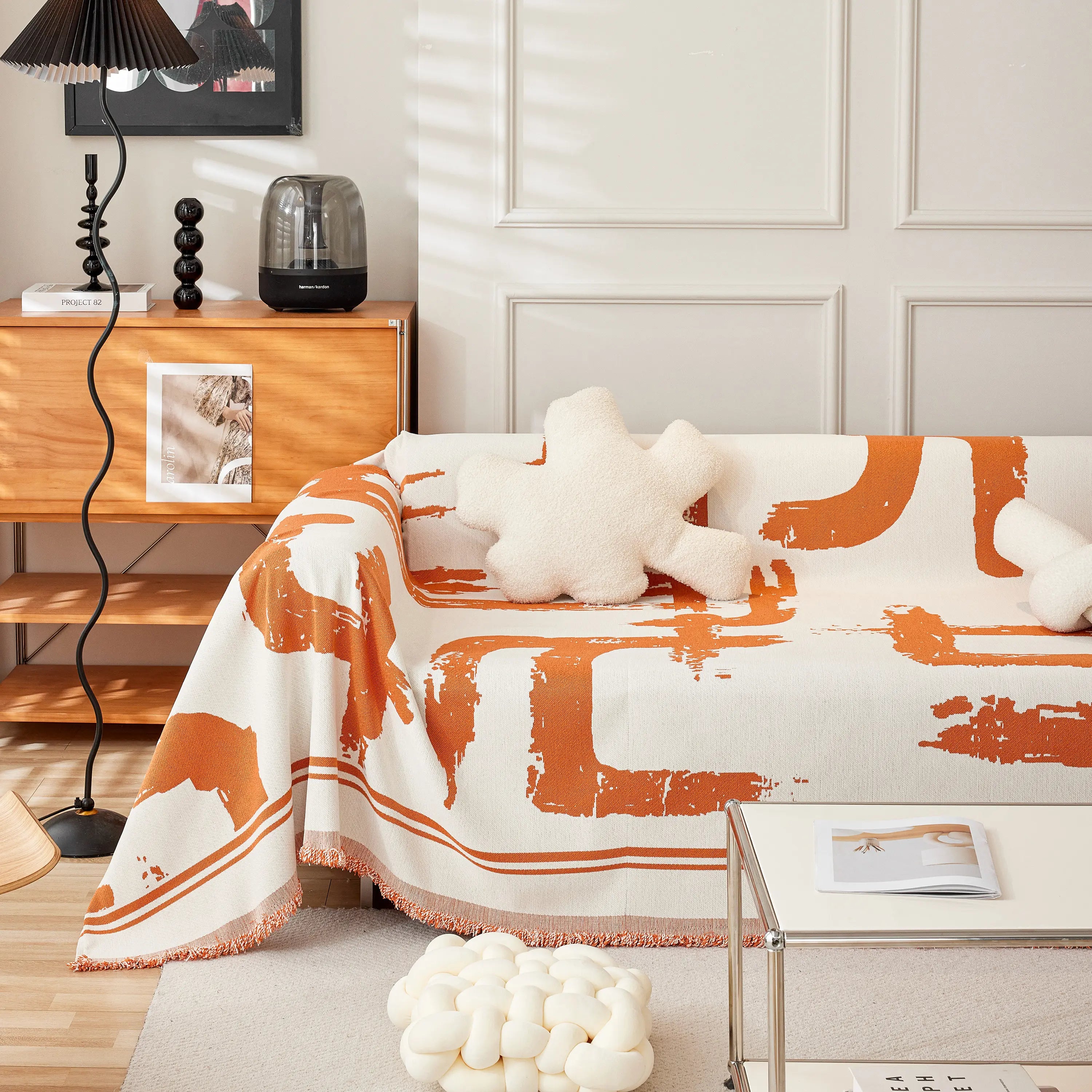 Chenille Abstract Soft Thick Reversible Oversized Couch Cover Blanket, Blanket On Sofa And The Couch